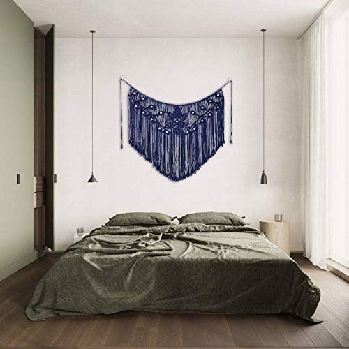 Navy Leaf Macrame Woven Wall Hanging Tapestry