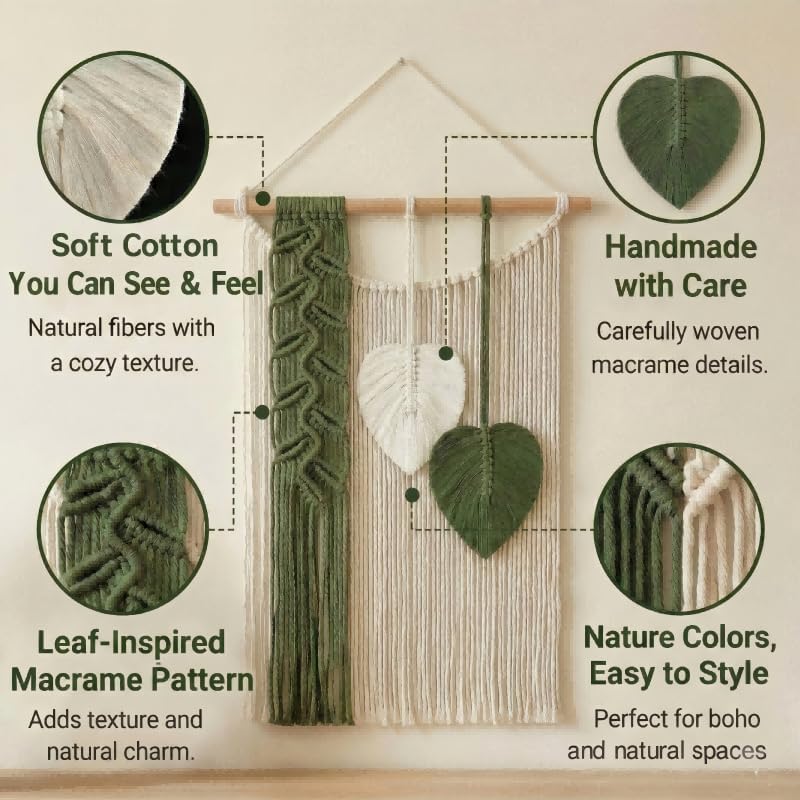 Green Leaf Macrame Wall Hanging