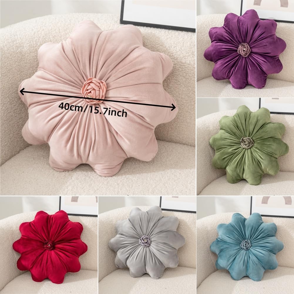 Velvet Flower Round Throw Pillow