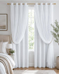 White Double Layer Thermal Blackout Curtains 2 Panels