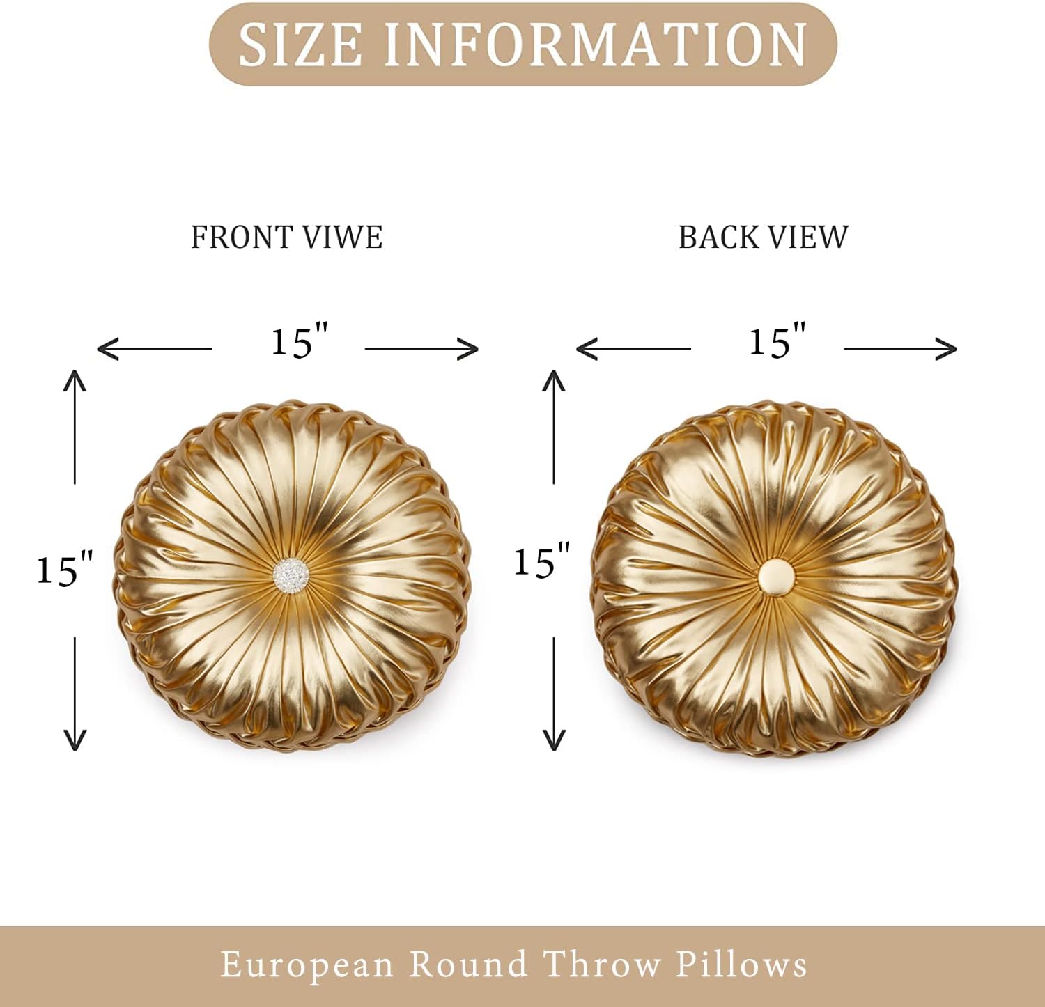 Gold Pleated Pumpkin Throw Pillow