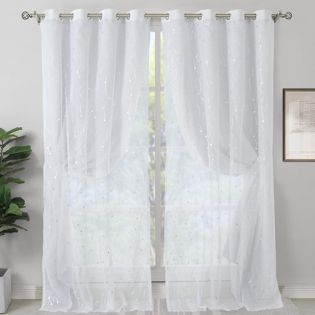 Greyish White Double Layer Blackout Curtains