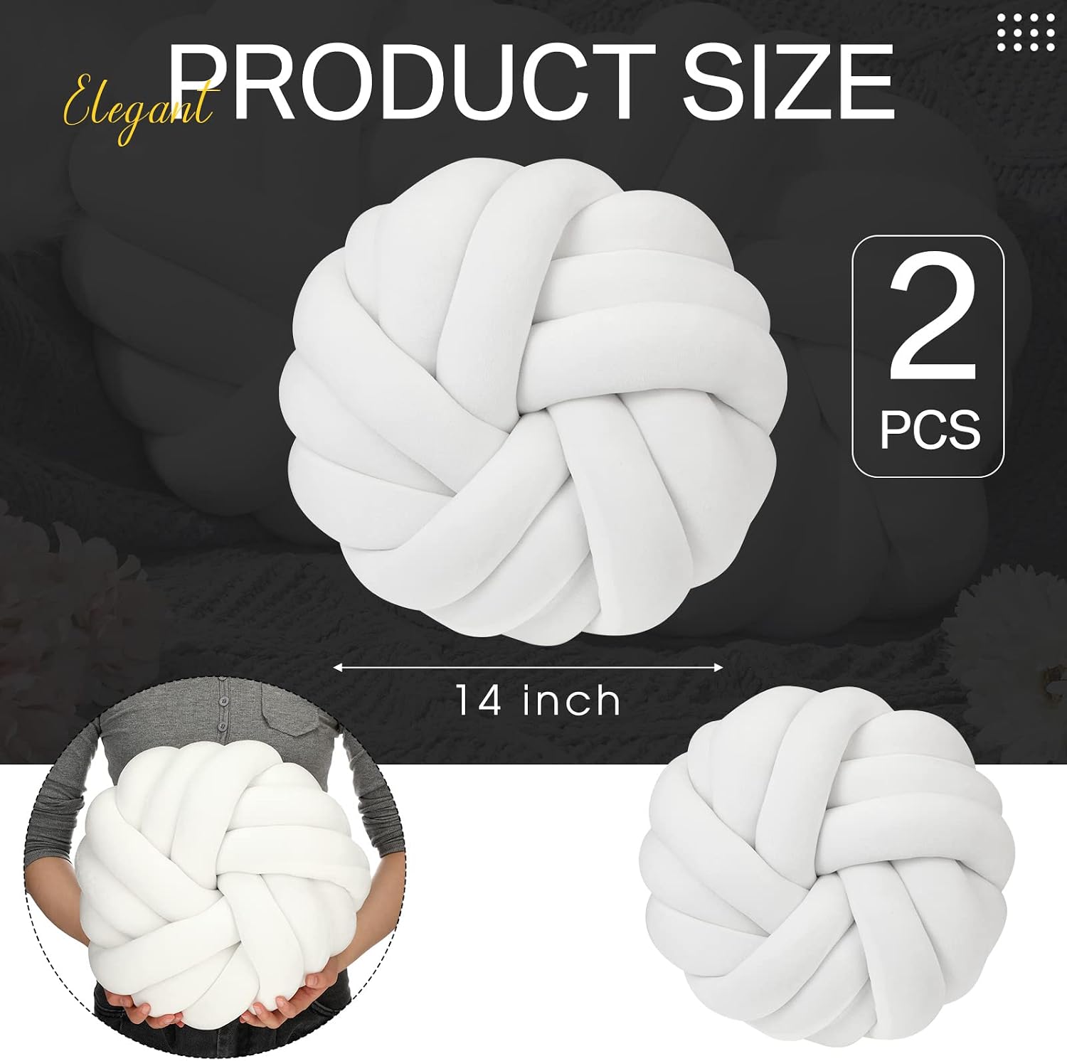 White Knot Ball Throw Pillows