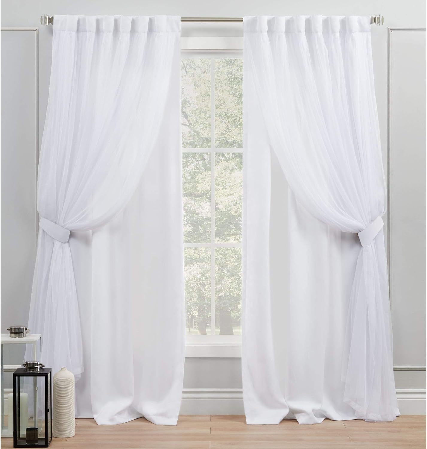 Winter Layered Blackout Sheer Curtains 2 Panels
