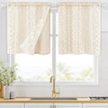 Beige Boho Linen Double Layer Curtains 2 Panels