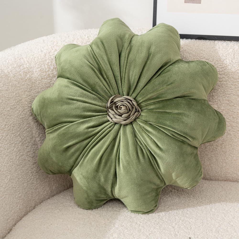 Velvet Flower Round Throw Pillow