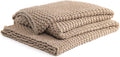 Beige Cable Knit Cotton Throw Blanket