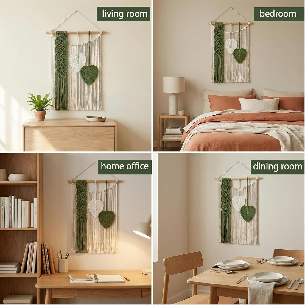 Green Leaf Macrame Wall Hanging