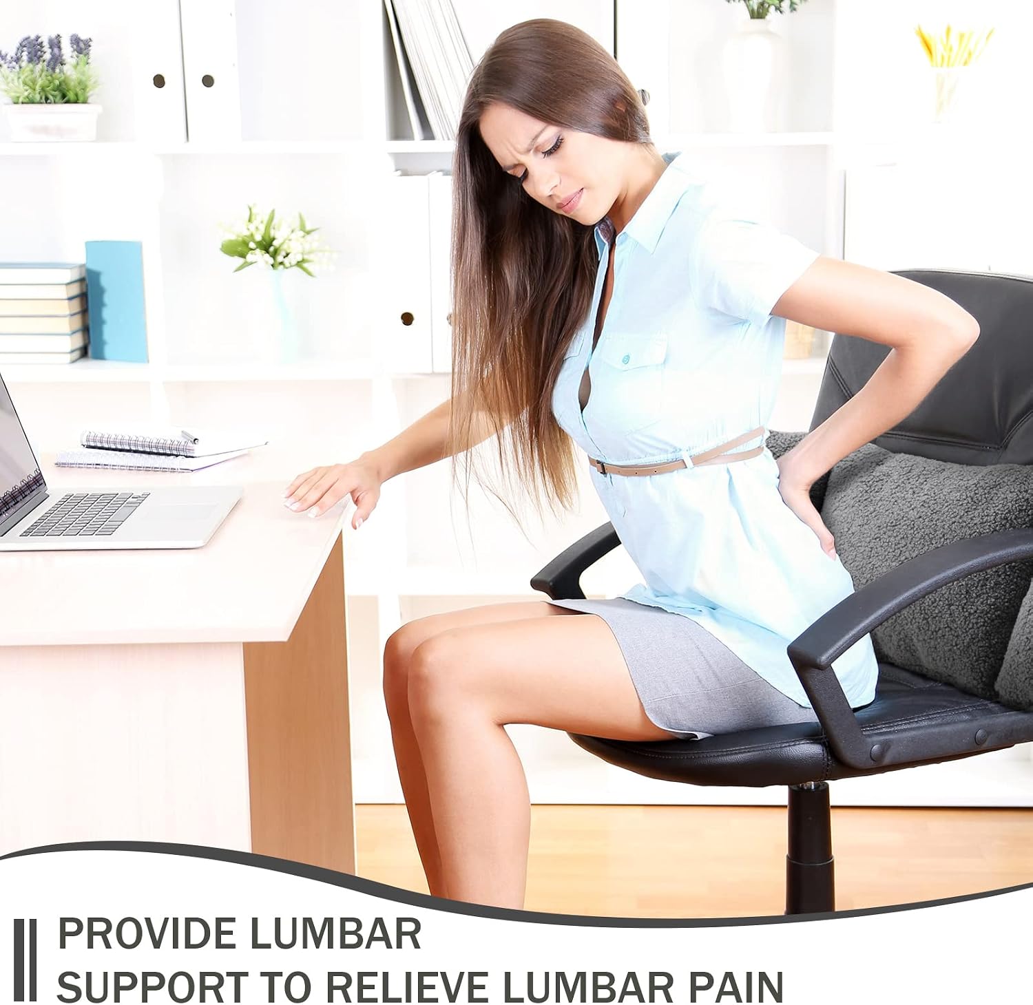 Gray Fleece Lumbar Support Pillow