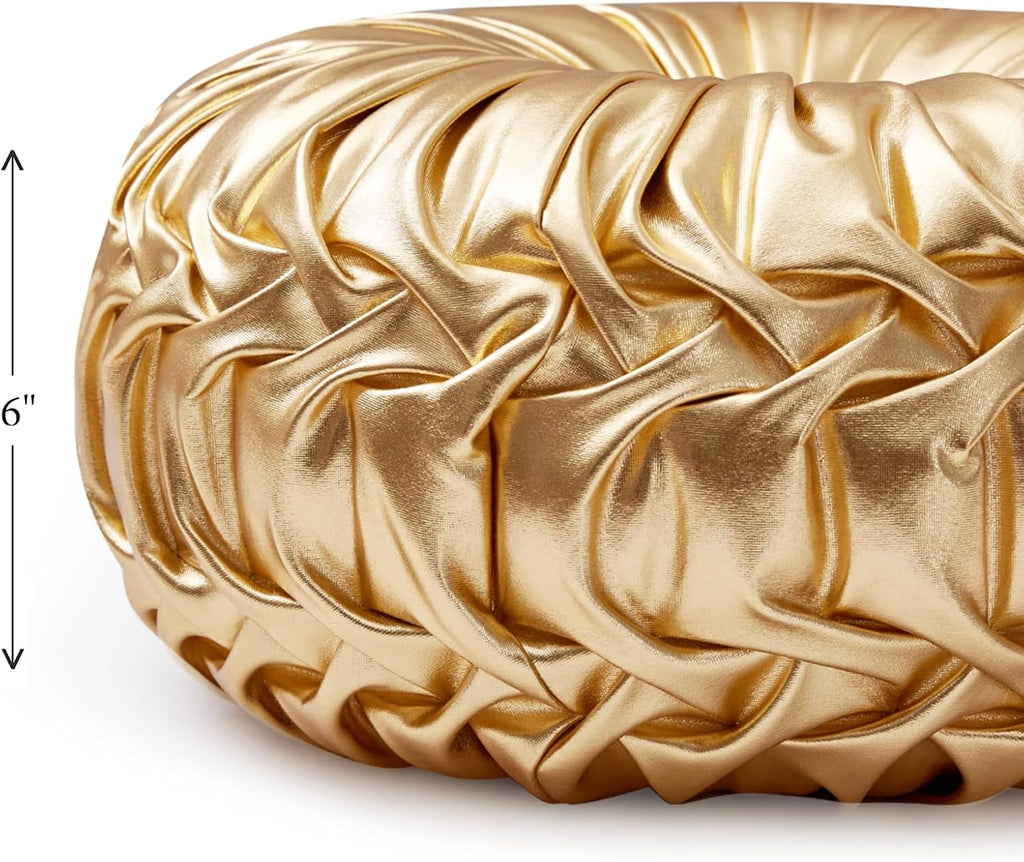 Gold Pleated Pumpkin Throw Pillow