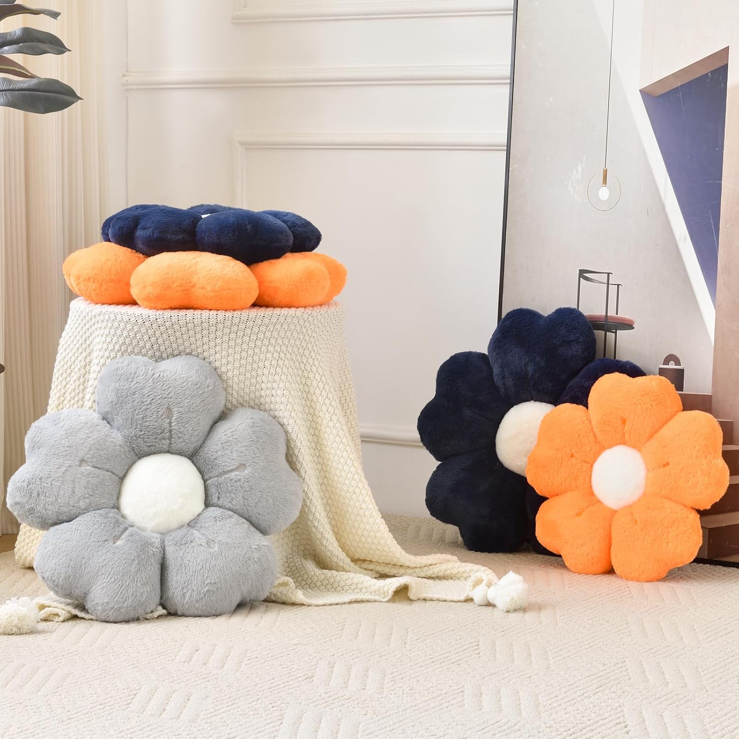 Orange Daisy Flower Throw Pillow