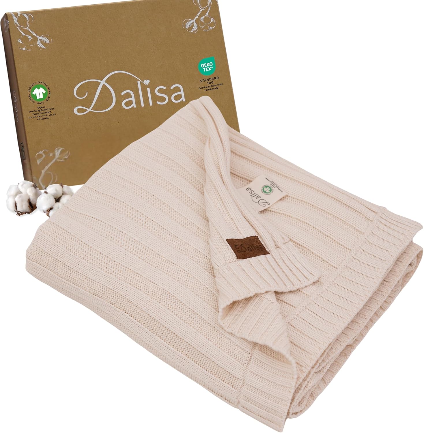 Earth Ivory Denise Organic Cotton Knit Throw Blanket