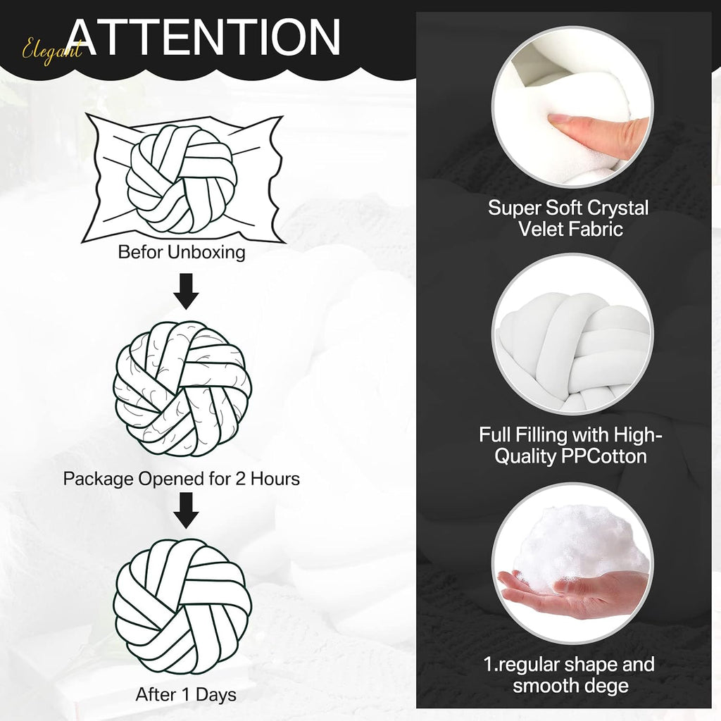 White Knot Ball Throw Pillows