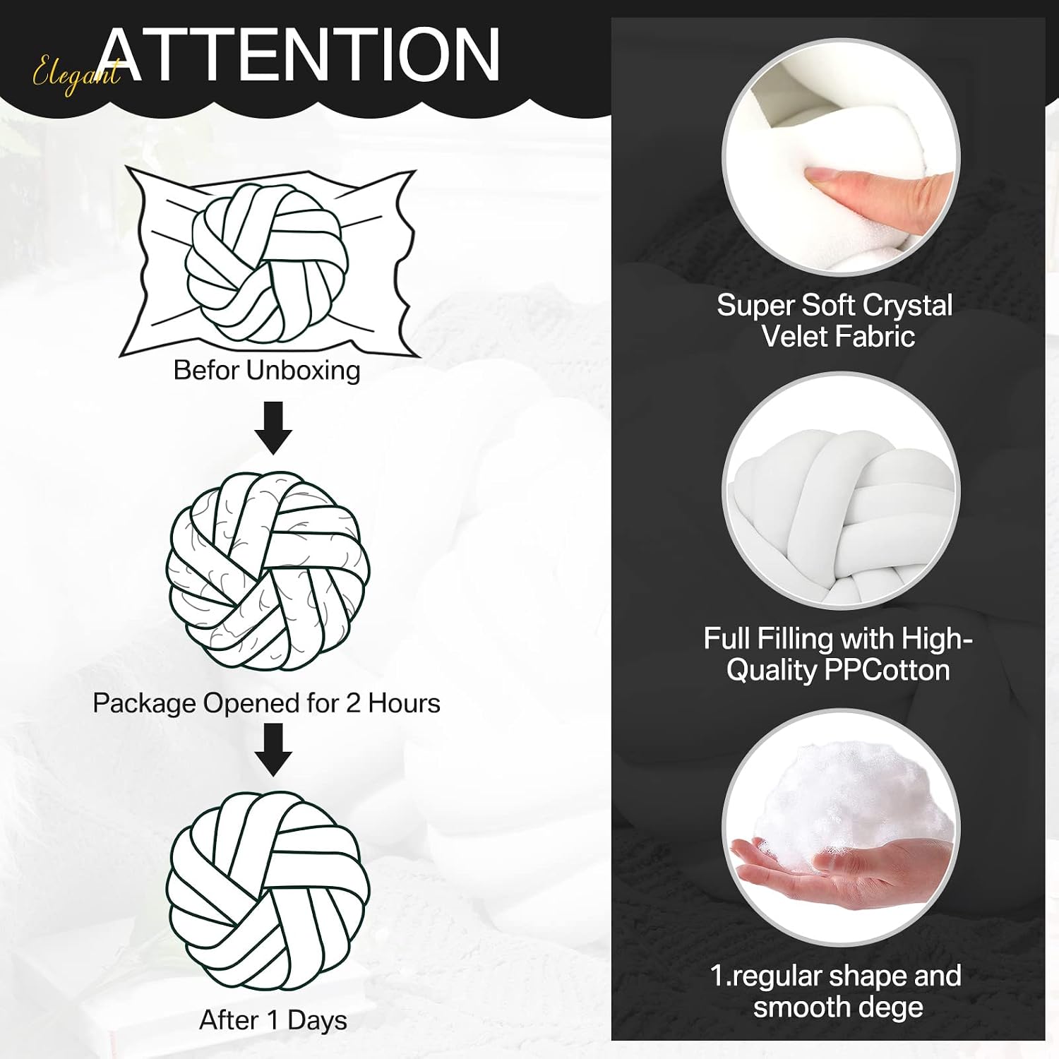 White Knot Ball Throw Pillows