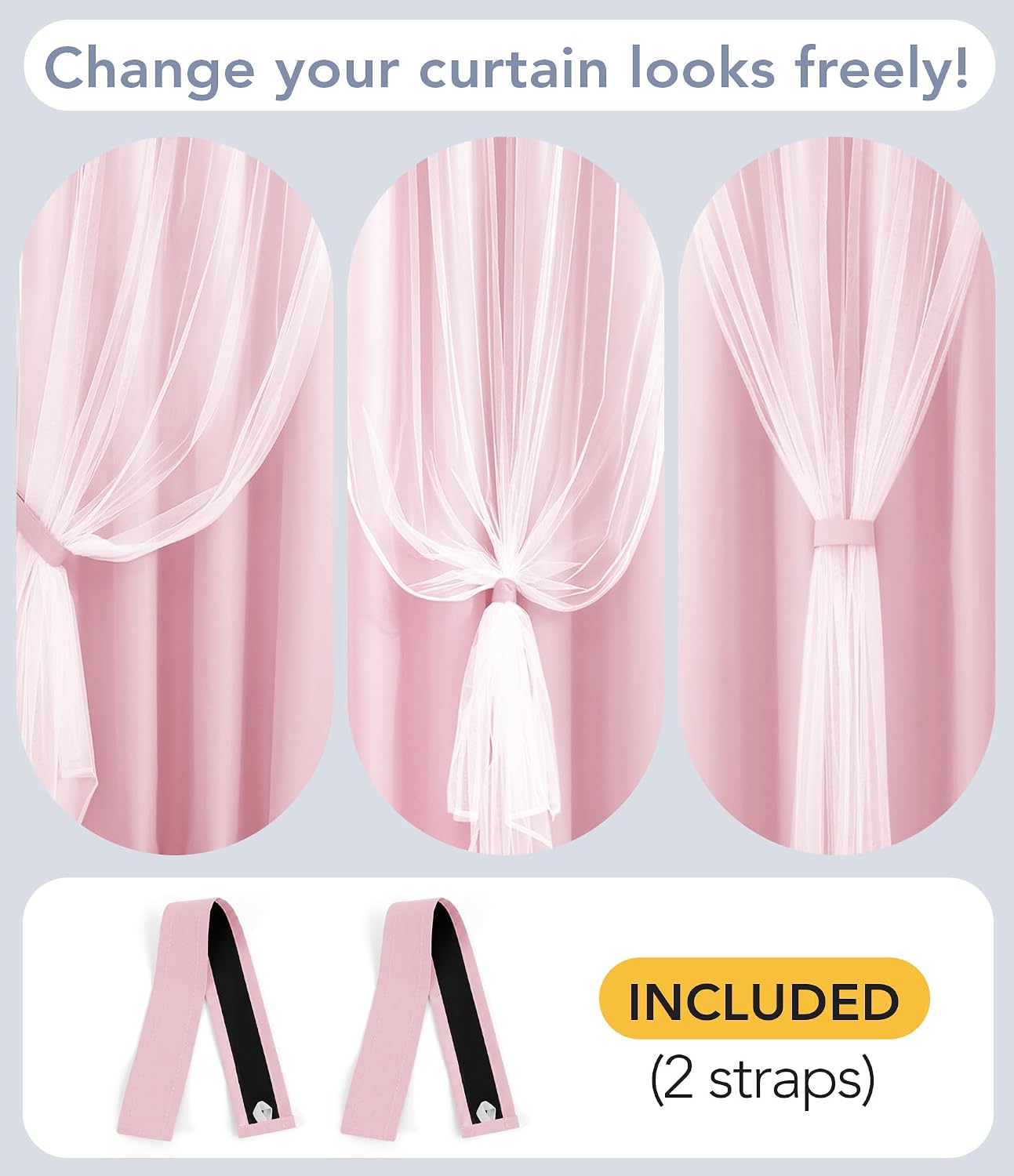 Pink Double Layer 100% Blackout Curtains 96 Inch 2 Panels