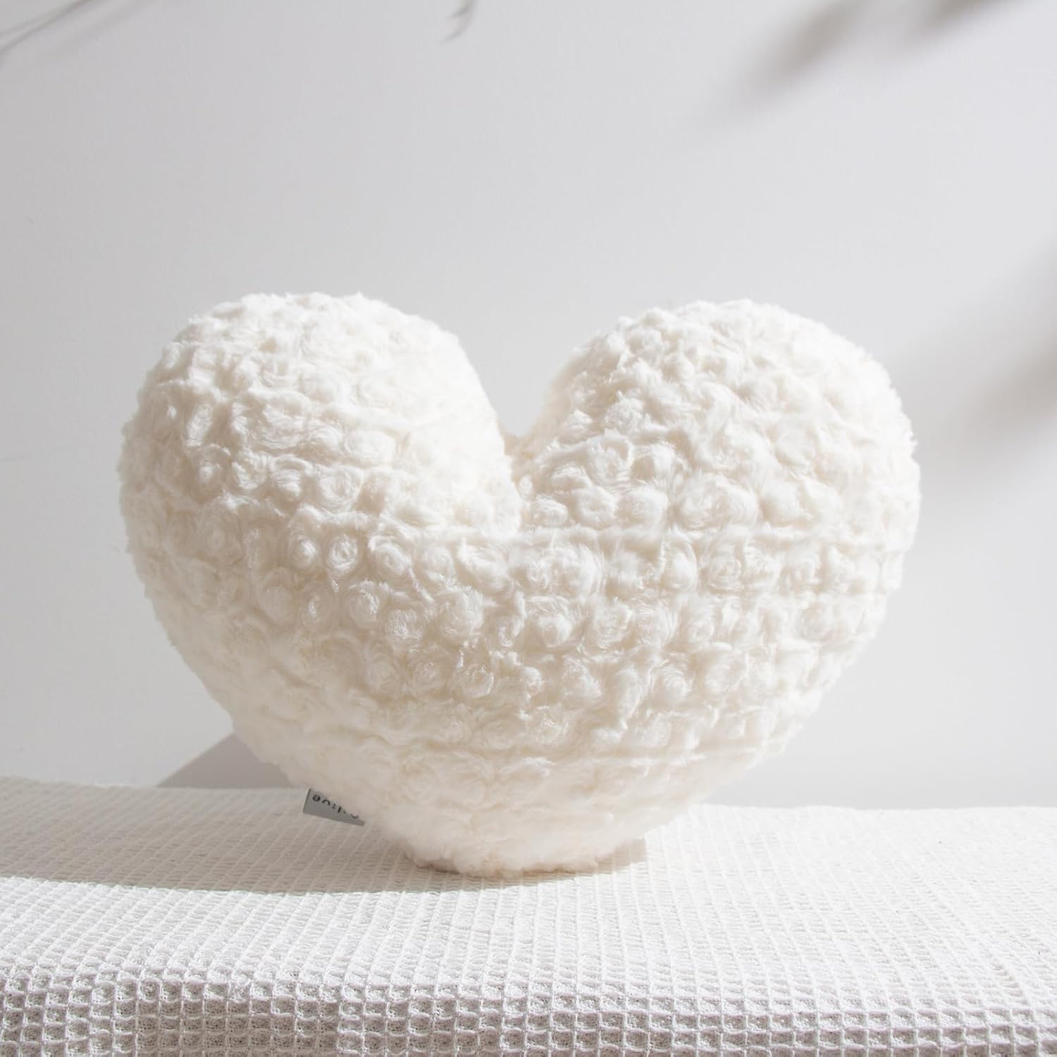 White Faux Fur Heart Throw Pillow