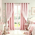 Pink Lace Blackout Curtains 2 Panels