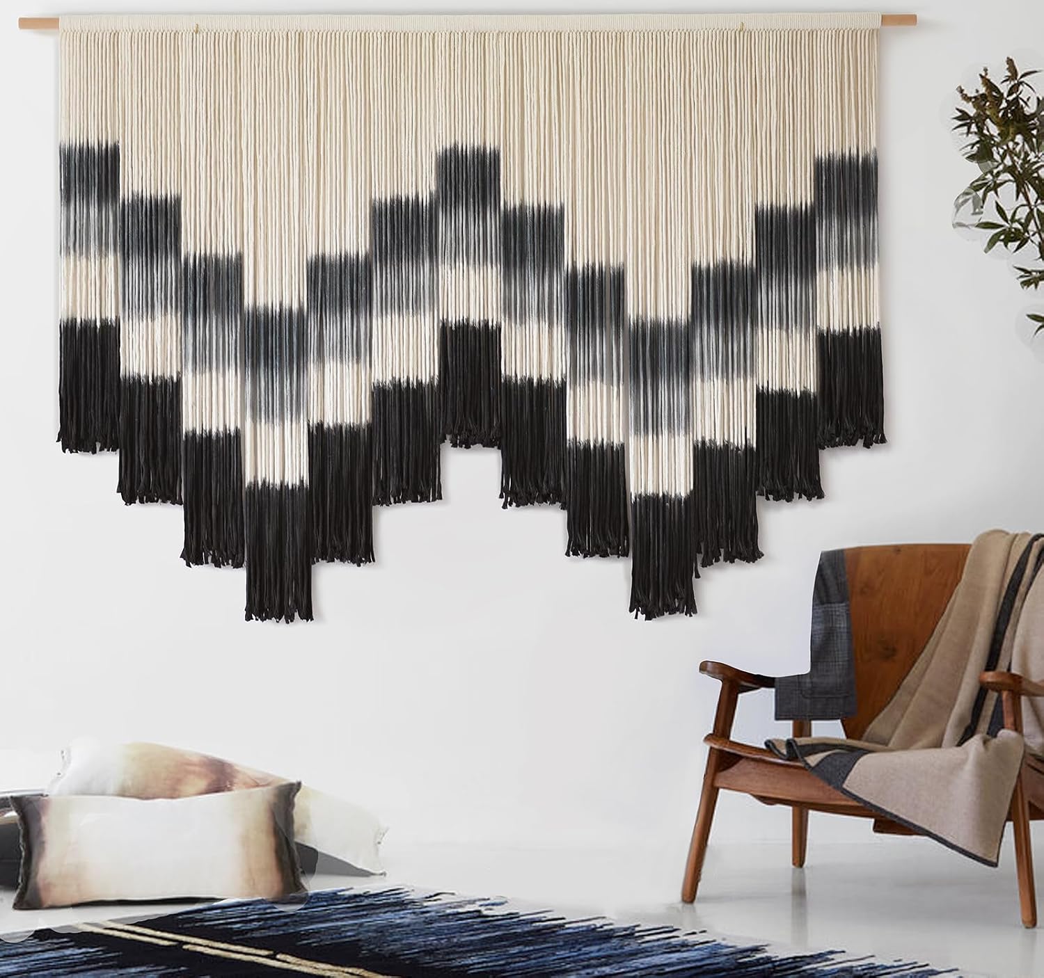 Tie-Dye Geometric Boho Yarn Wall Hanging