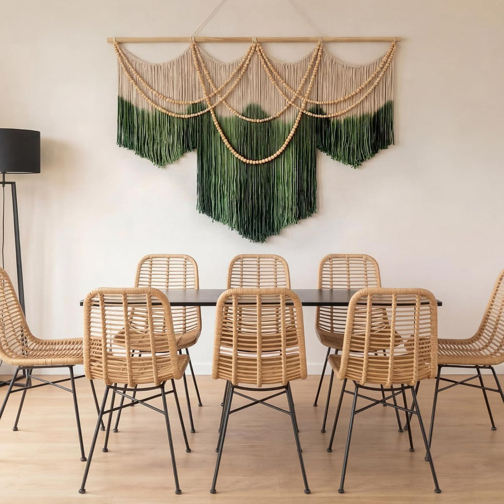 Green Cream Dip-Dye Macrame Wall Hanging