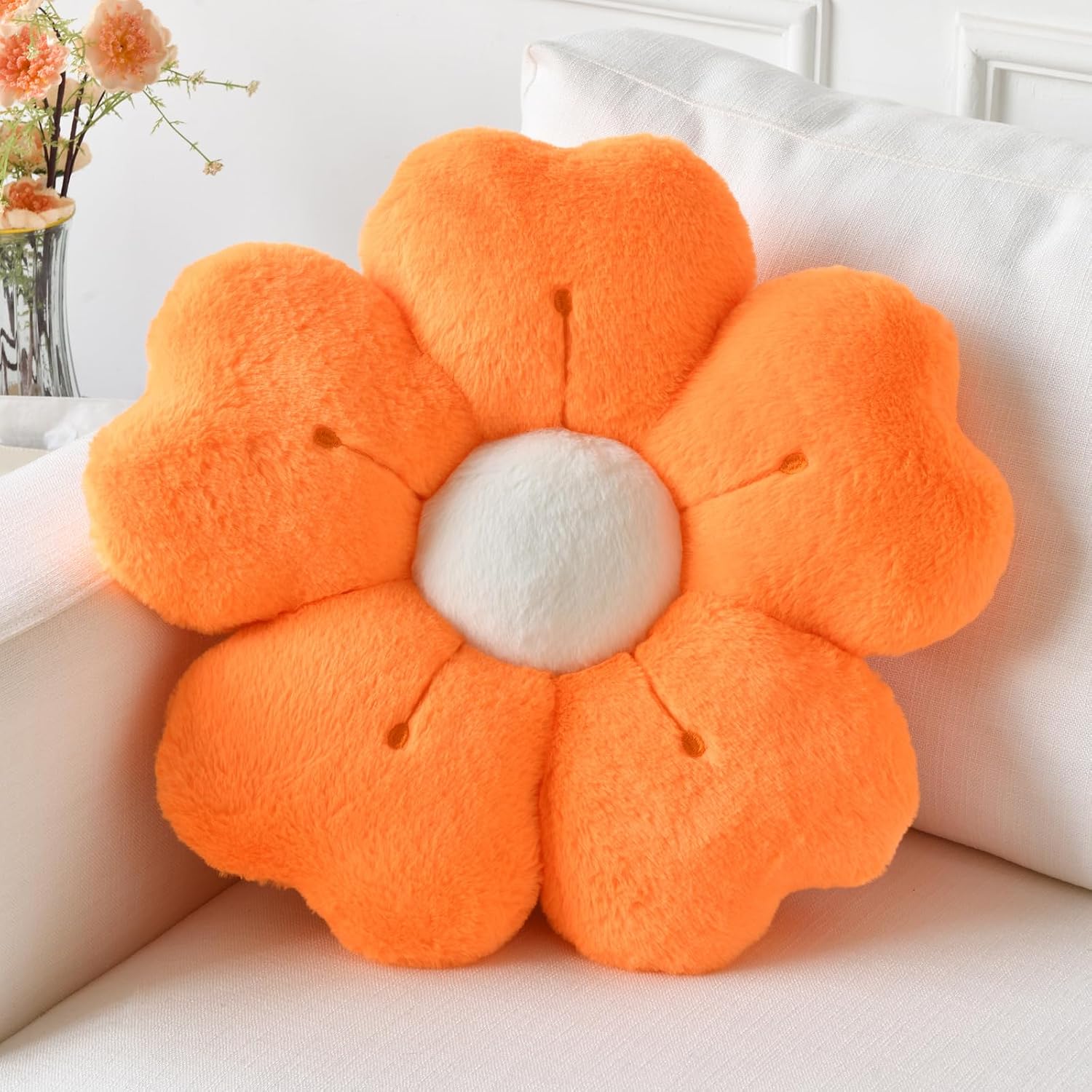 Orange Daisy Flower Throw Pillow