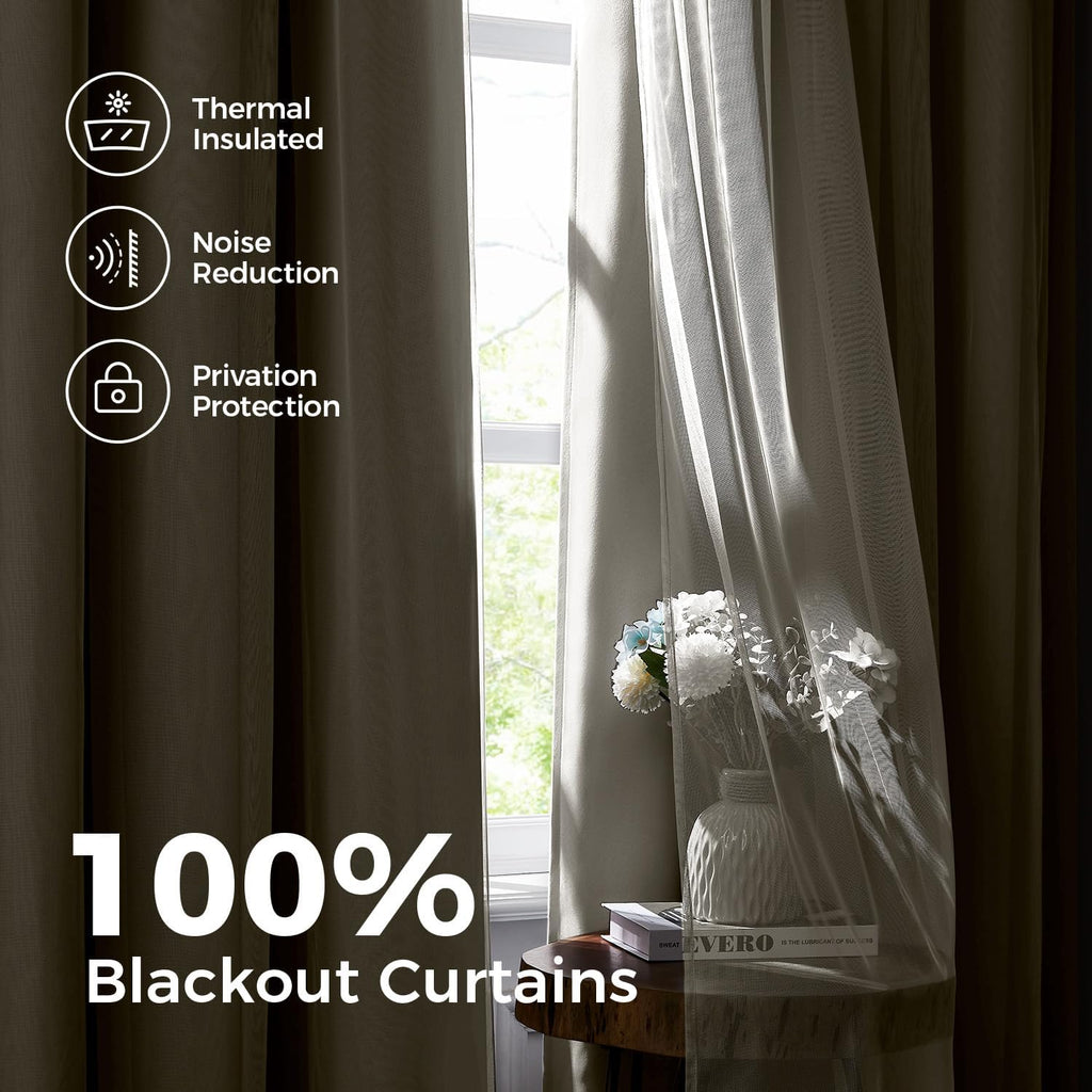 Ivory Double Layer 100% Blackout Curtains 96 Inch