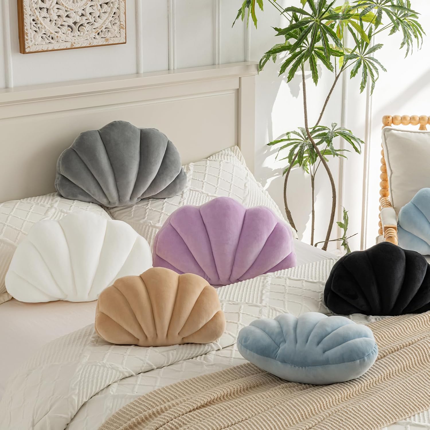 Champagne Velvet Shell Throw Pillow