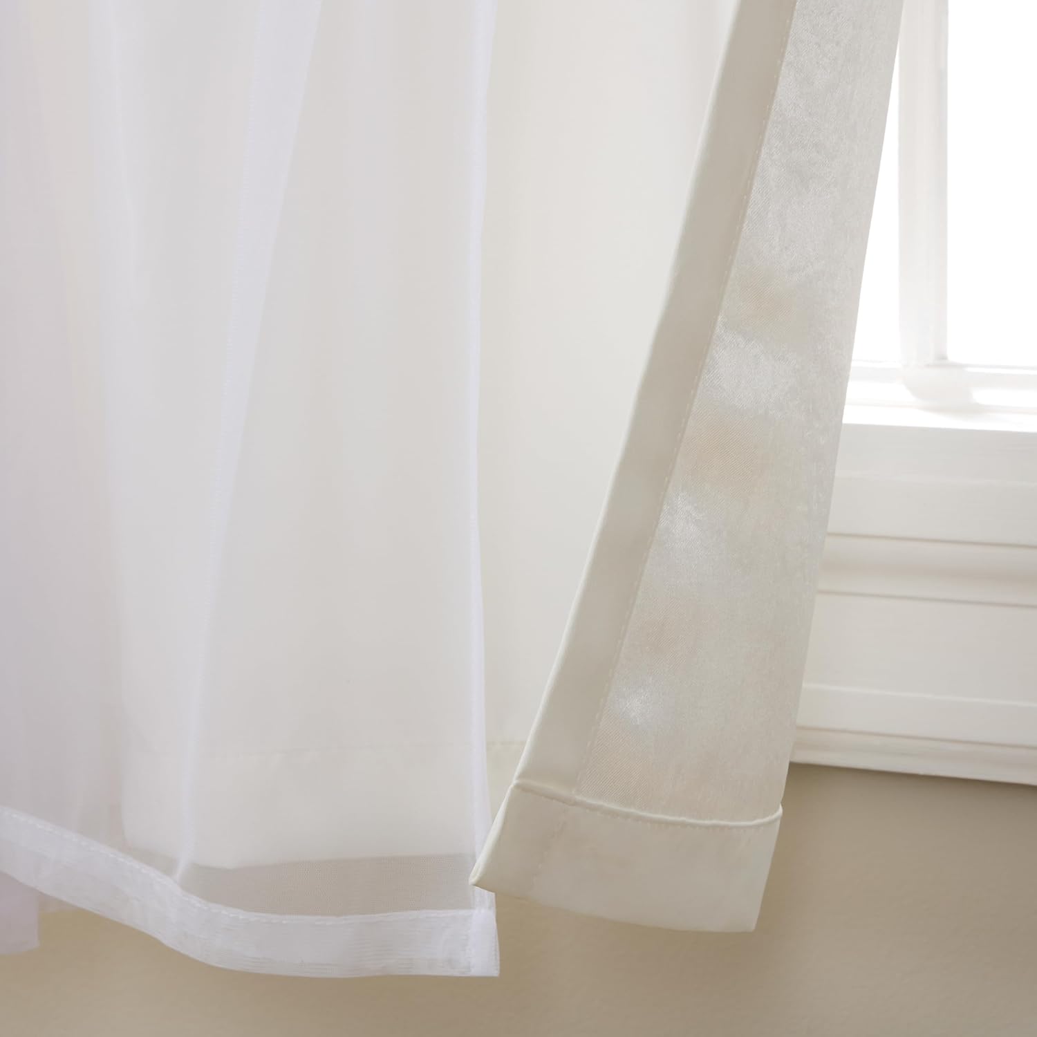 Winter White Double Layer Blackout Curtains 2 Pack
