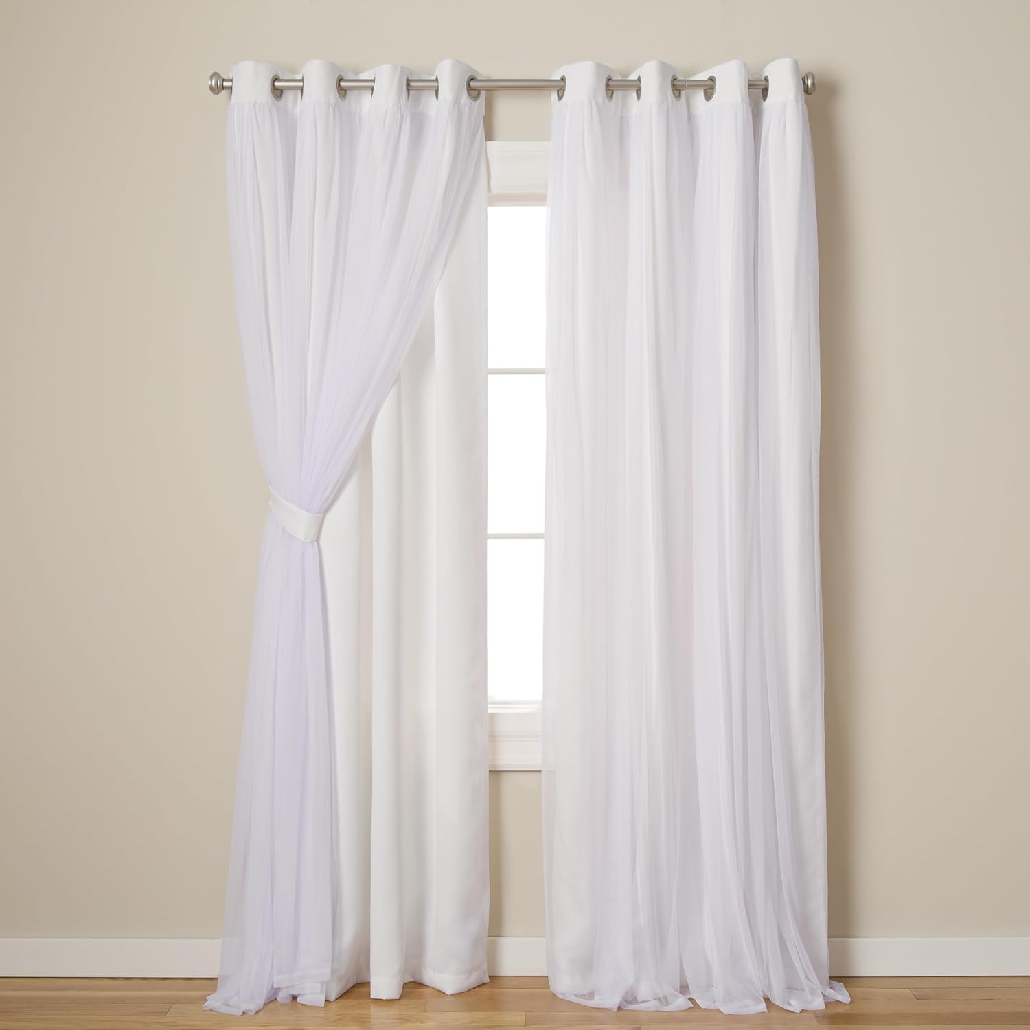 Winter White Double Layer Blackout Curtains 2 Pack