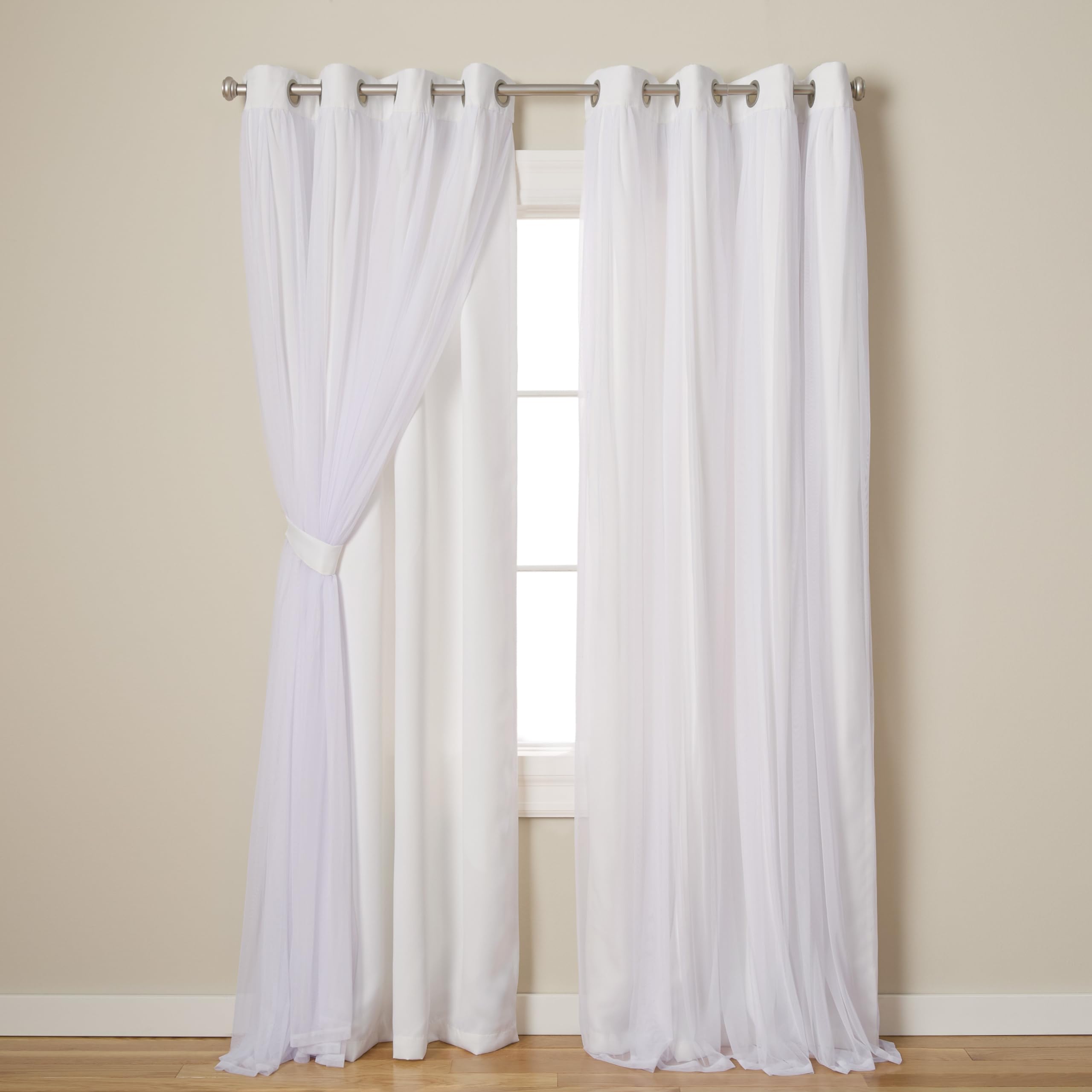 Winter White Double Layer Blackout Curtains 2 Pack