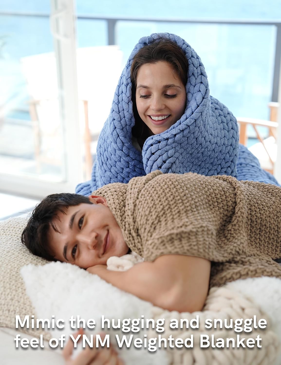 Beige Cable Knit Cotton Throw Blanket