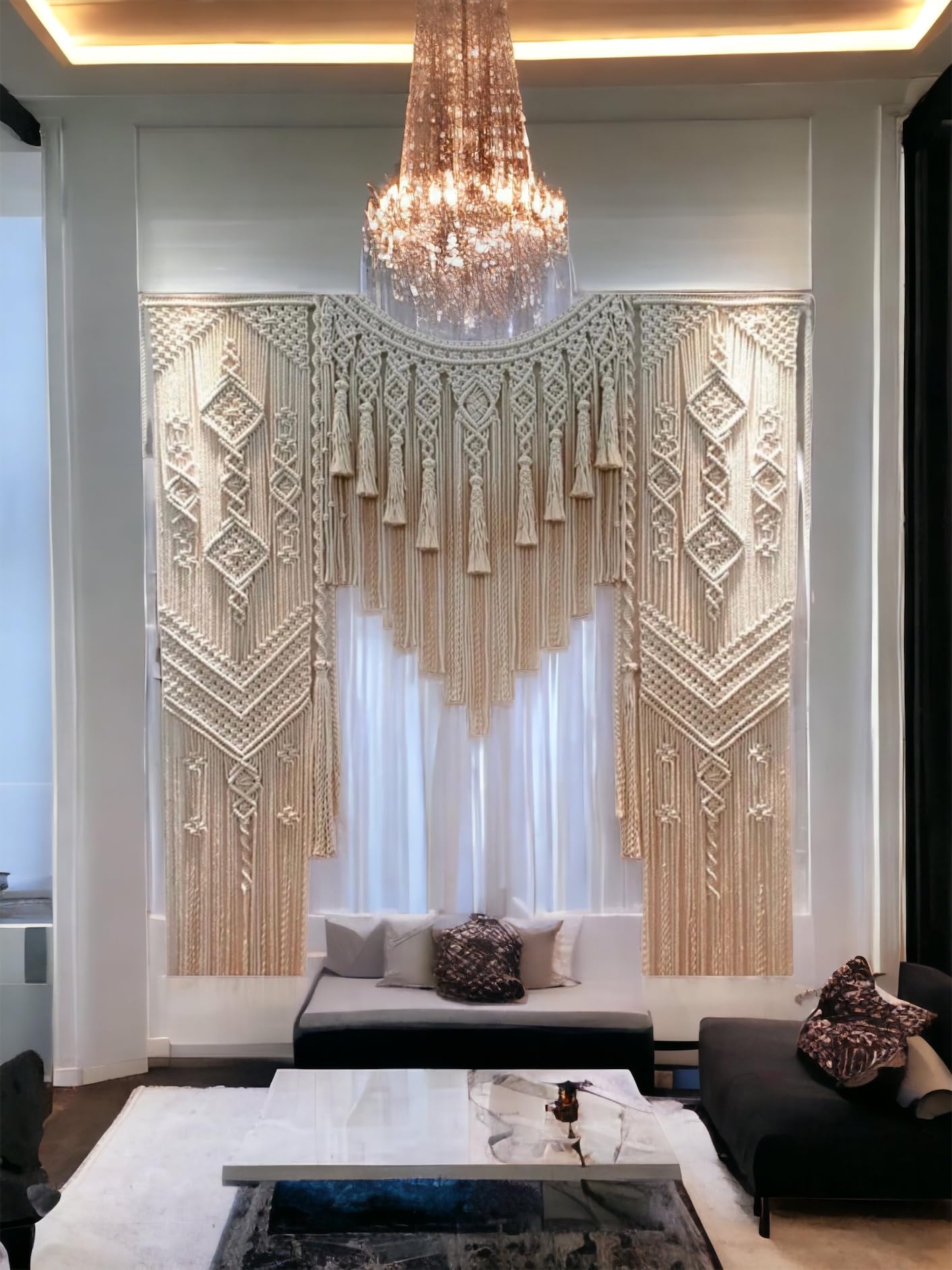 Large Macrame Wedding Backdrop Curtain