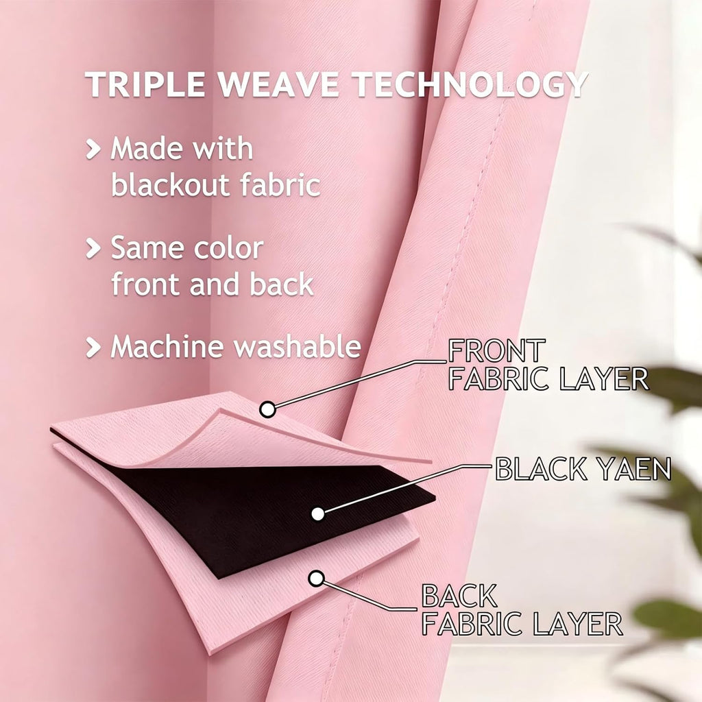 Pink Lace Blackout Curtains 2 Panels