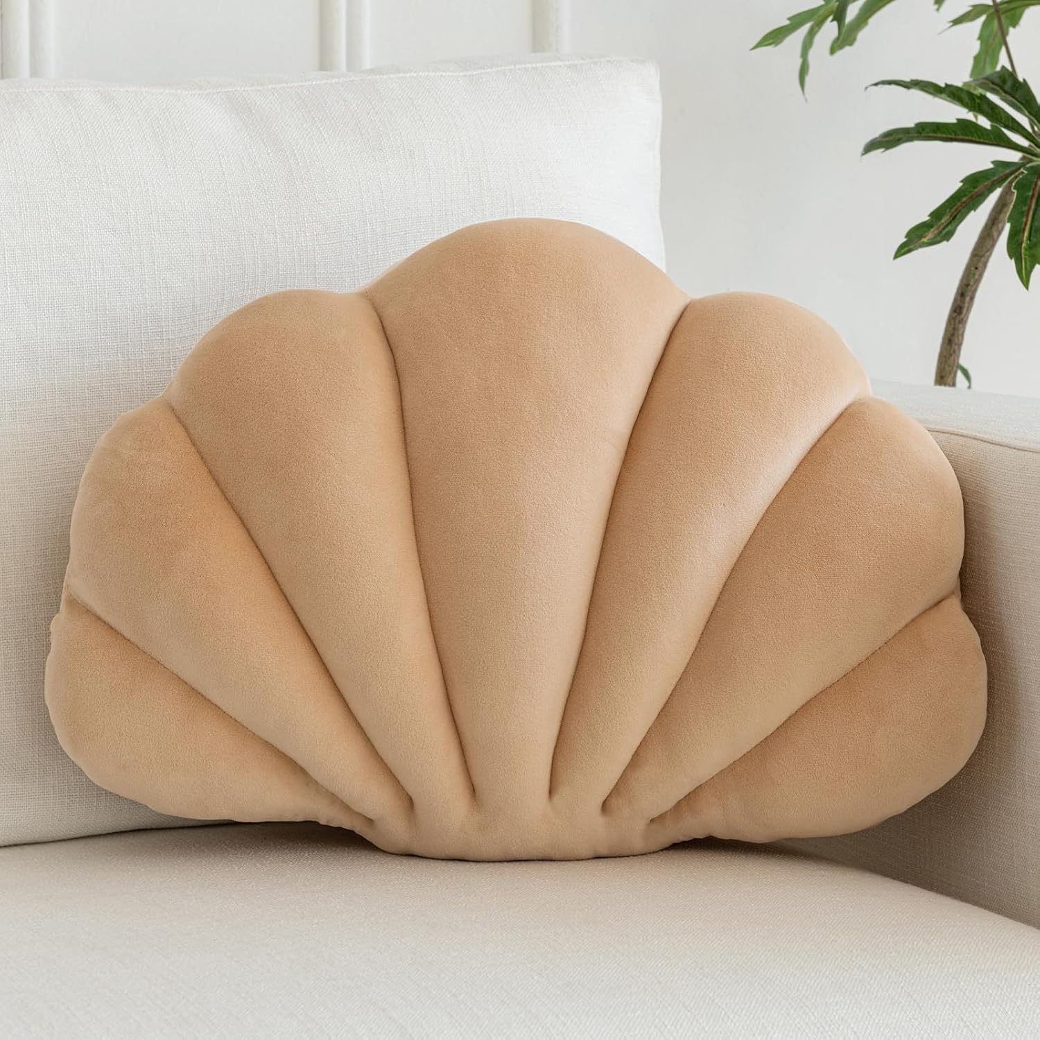 Champagne Velvet Shell Throw Pillow