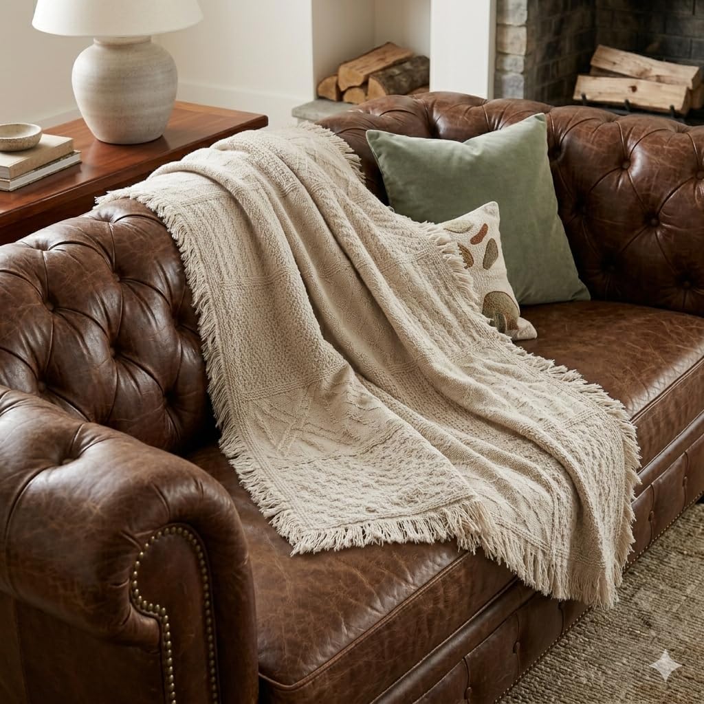Irish Fisherman Cotton Waffle Weave Throw Blanket