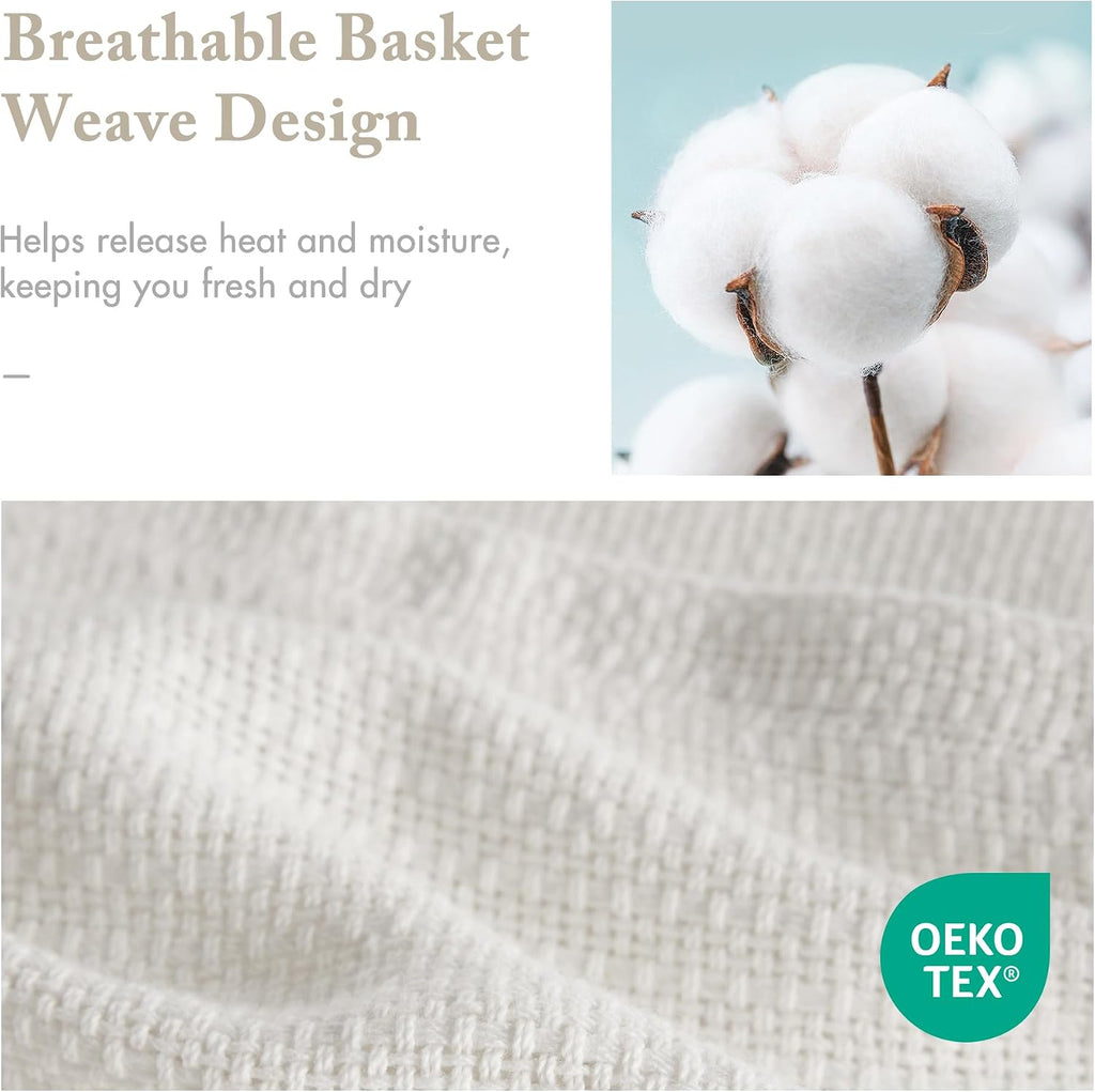Cream Basketweave Cotton Queen Blanket