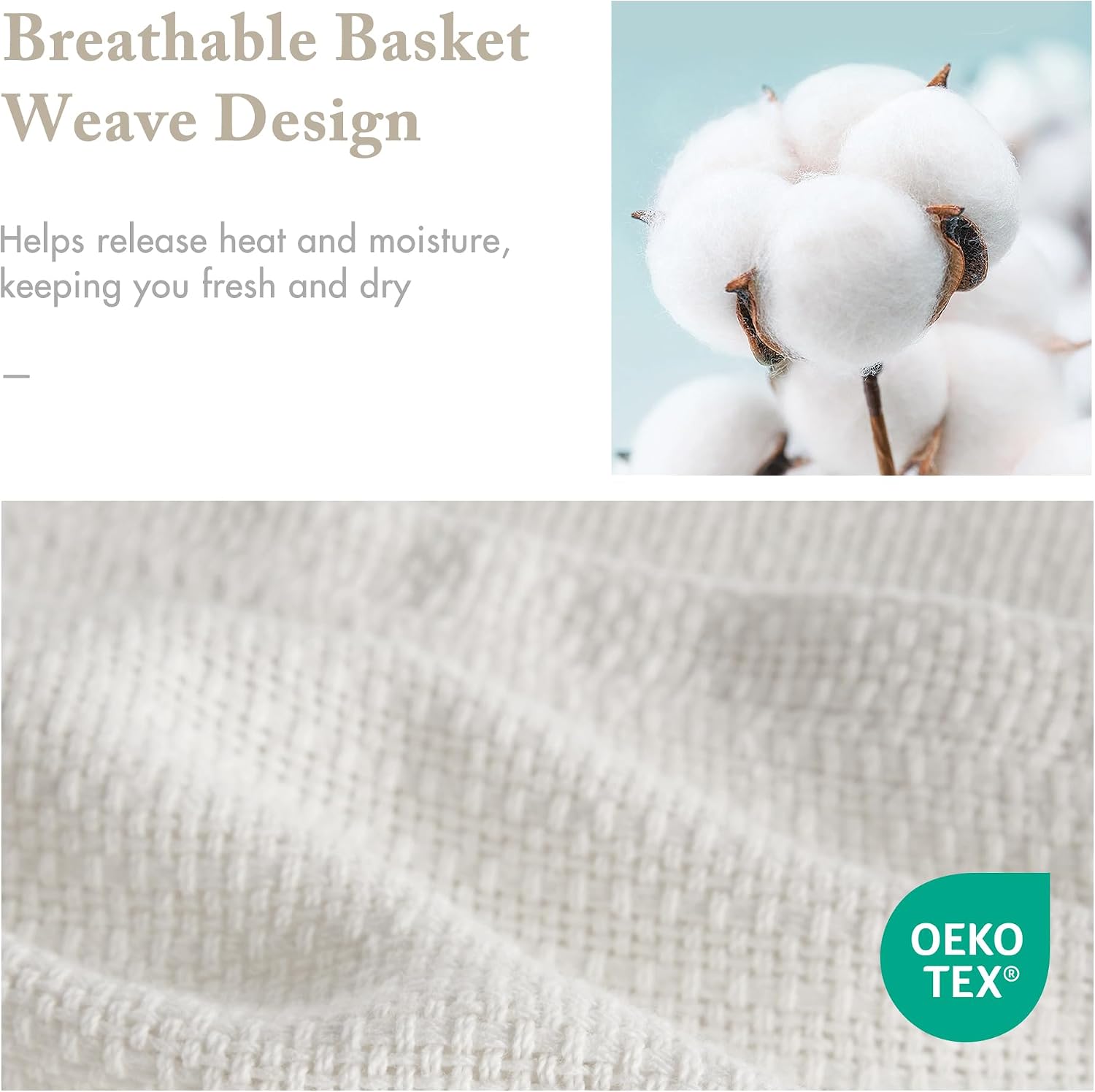 Cream Basketweave Cotton Queen Blanket