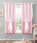 Pink Double Layer 100% Blackout Curtains 96 Inch 2 Panels