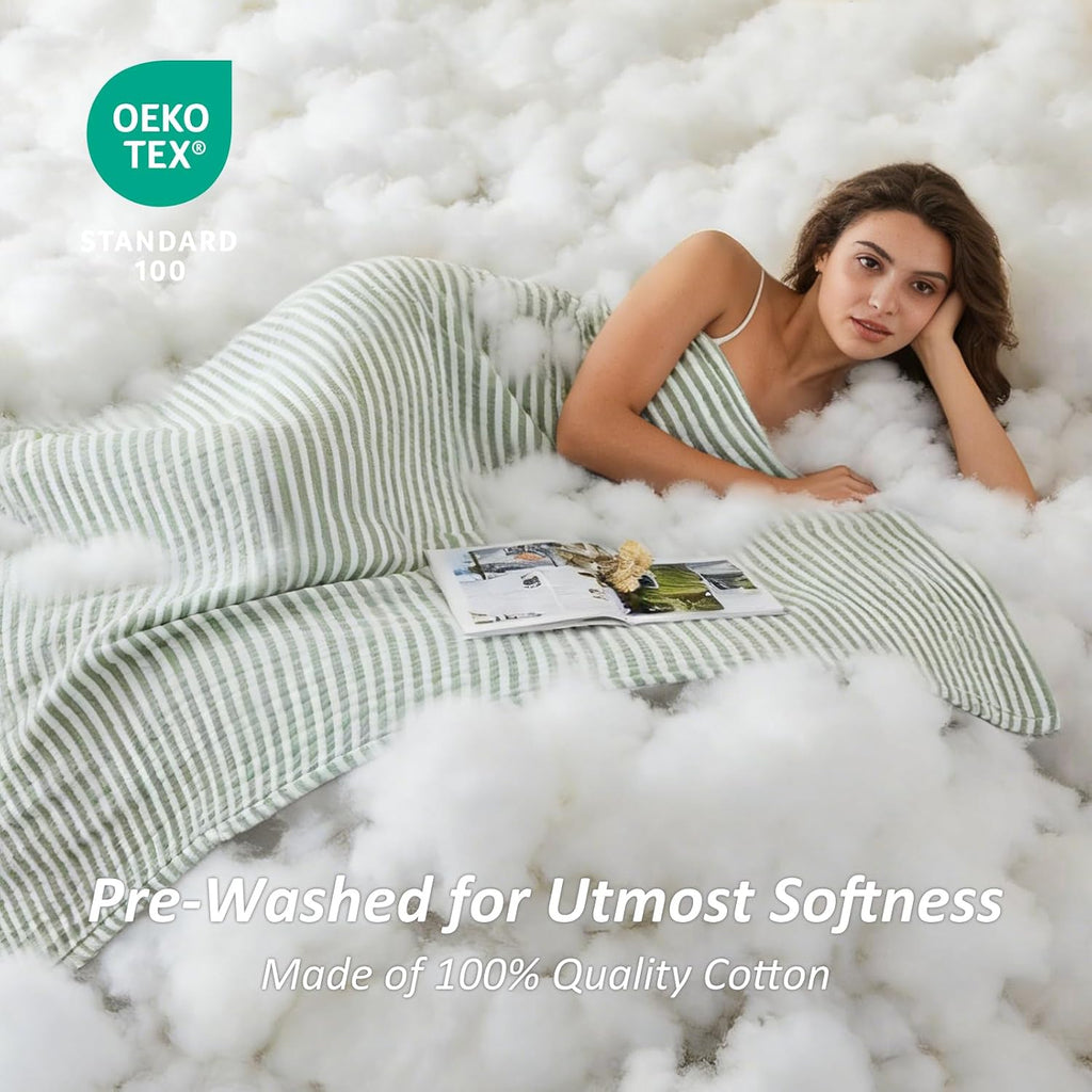 Sage Green 4-Layer Muslin Cotton Throw Blanket