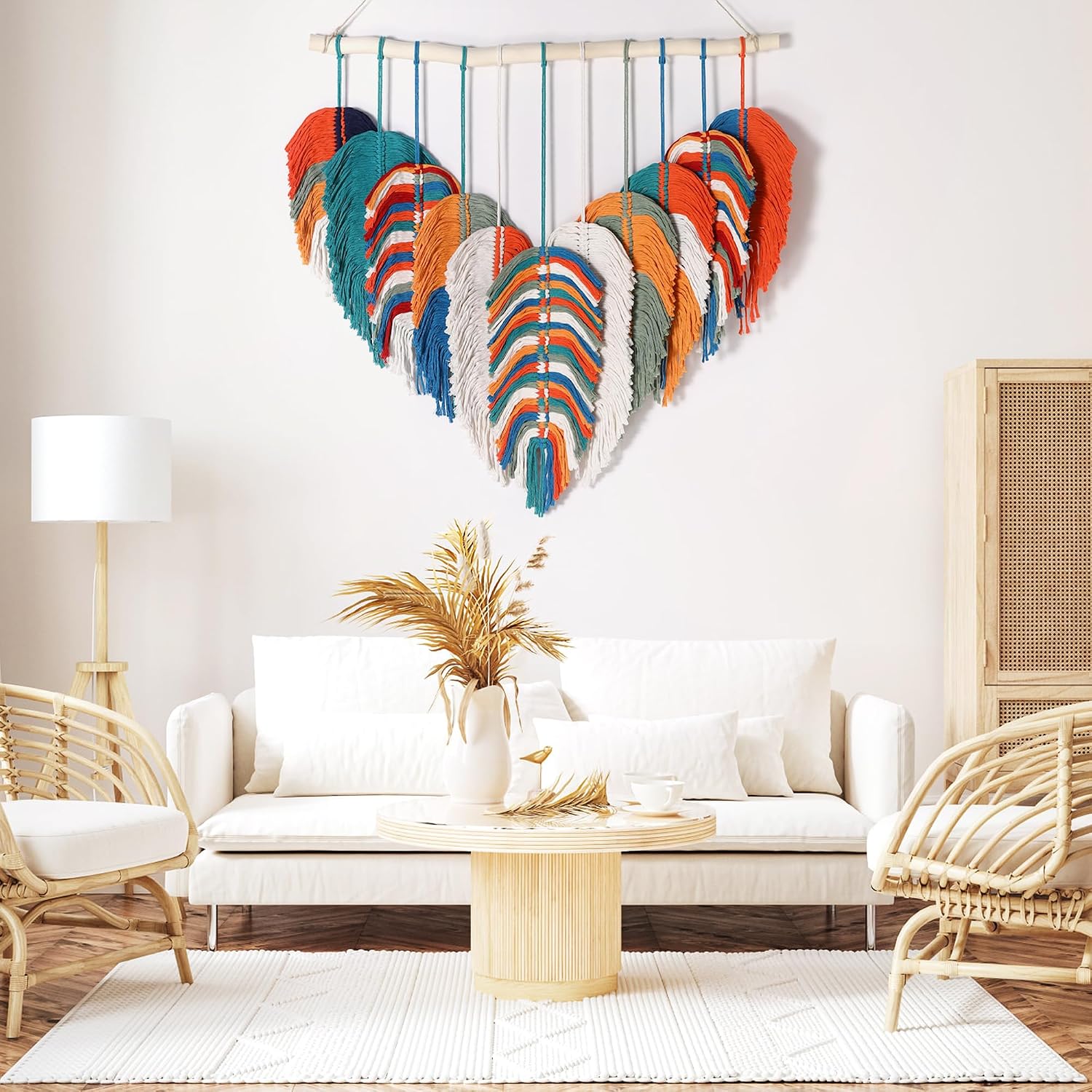 Orange Leaf Macrame Wall Hanging
