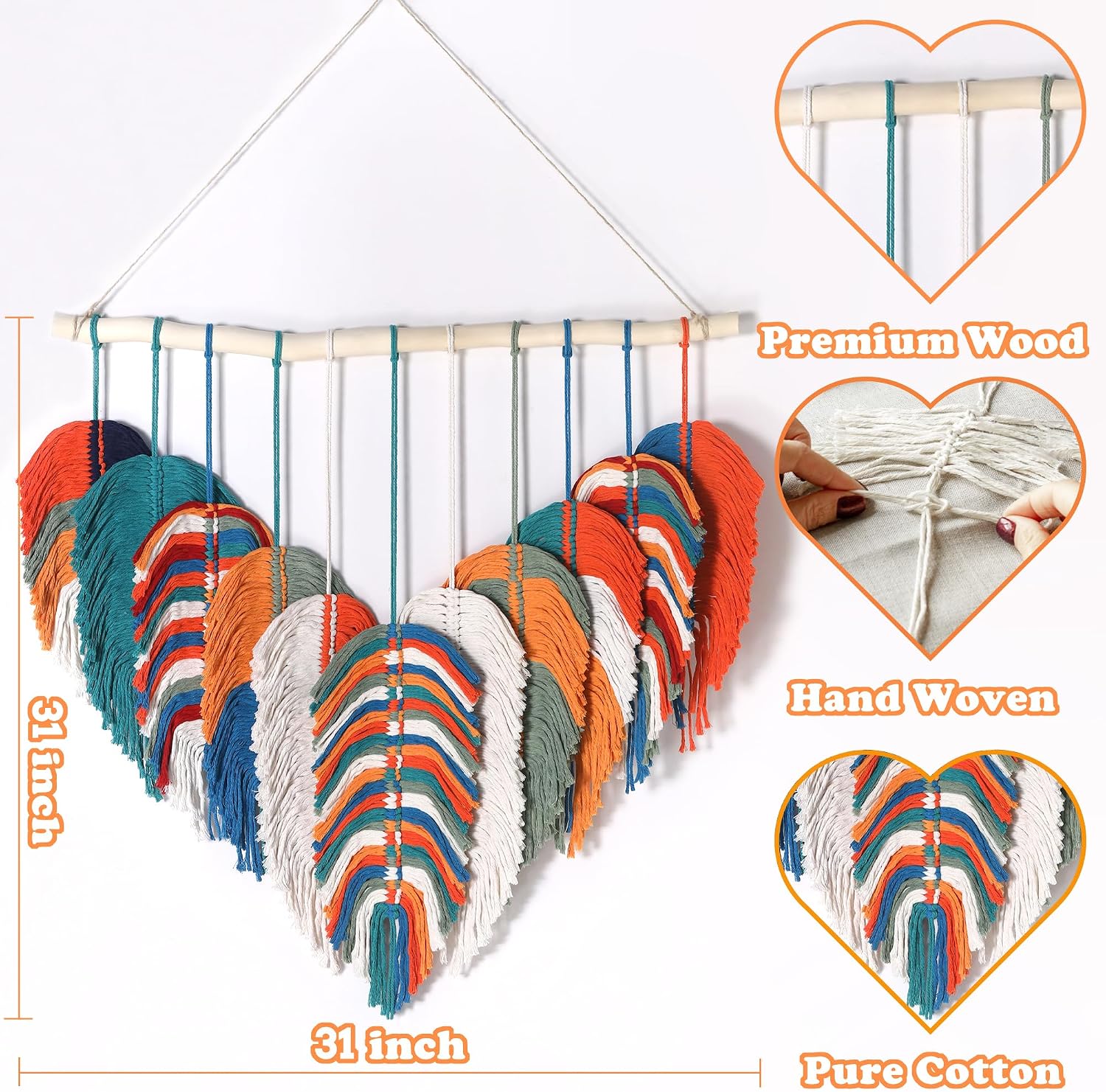 Orange Leaf Macrame Wall Hanging