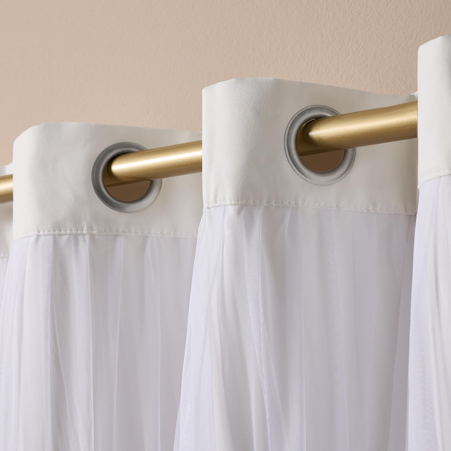 Winter White Double Layer Blackout Curtains 2 Pack