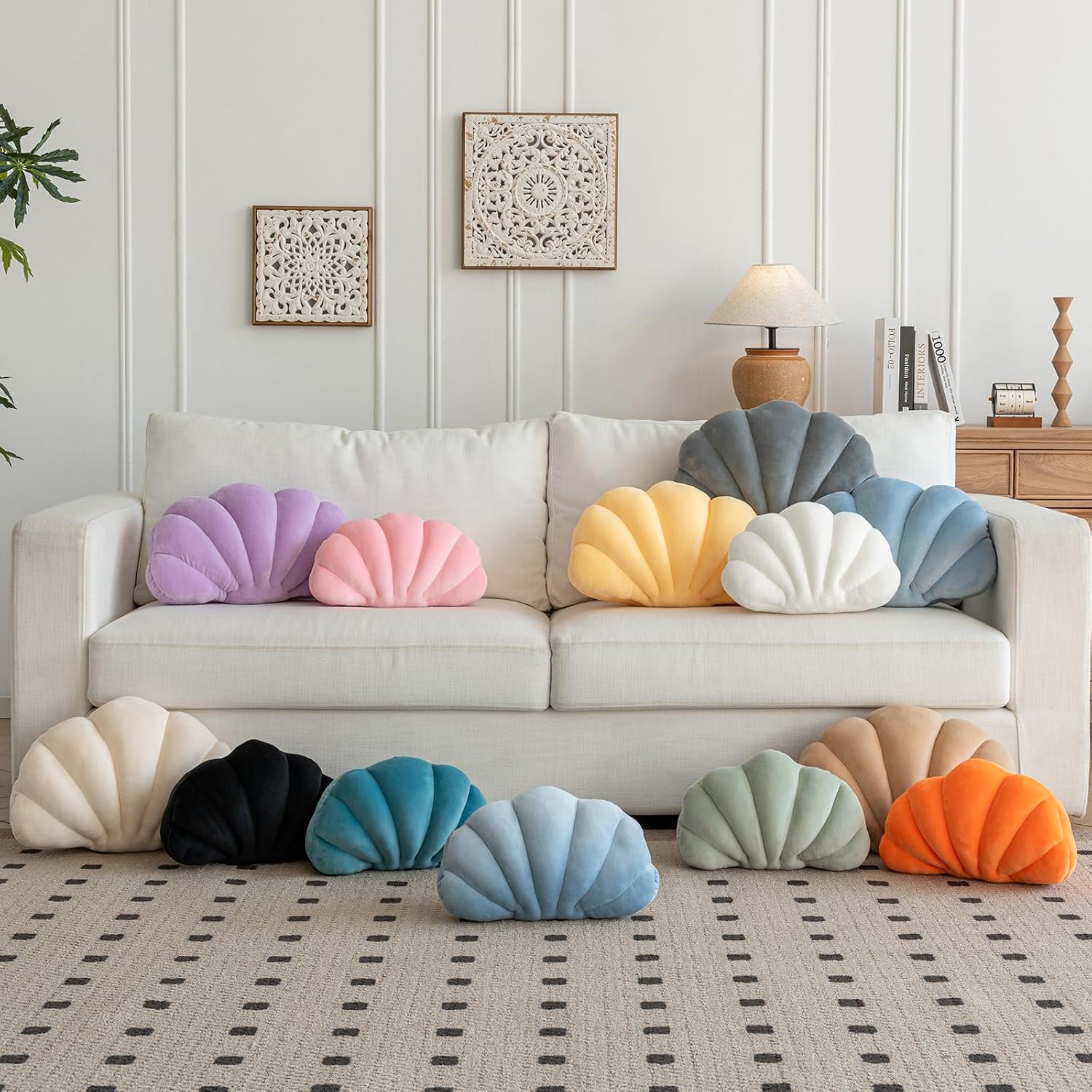 Champagne Velvet Shell Throw Pillow