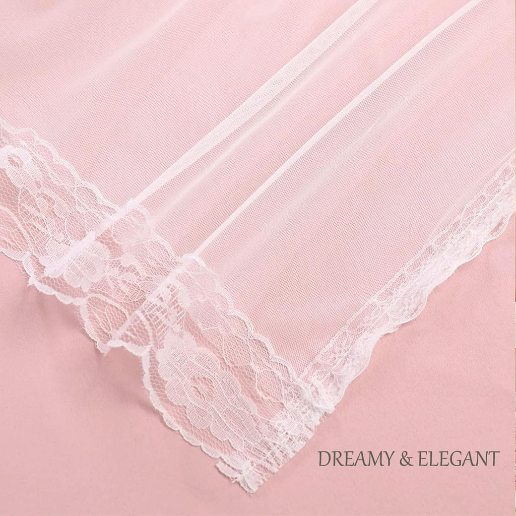 Pink Lace Blackout Curtains 2 Panels