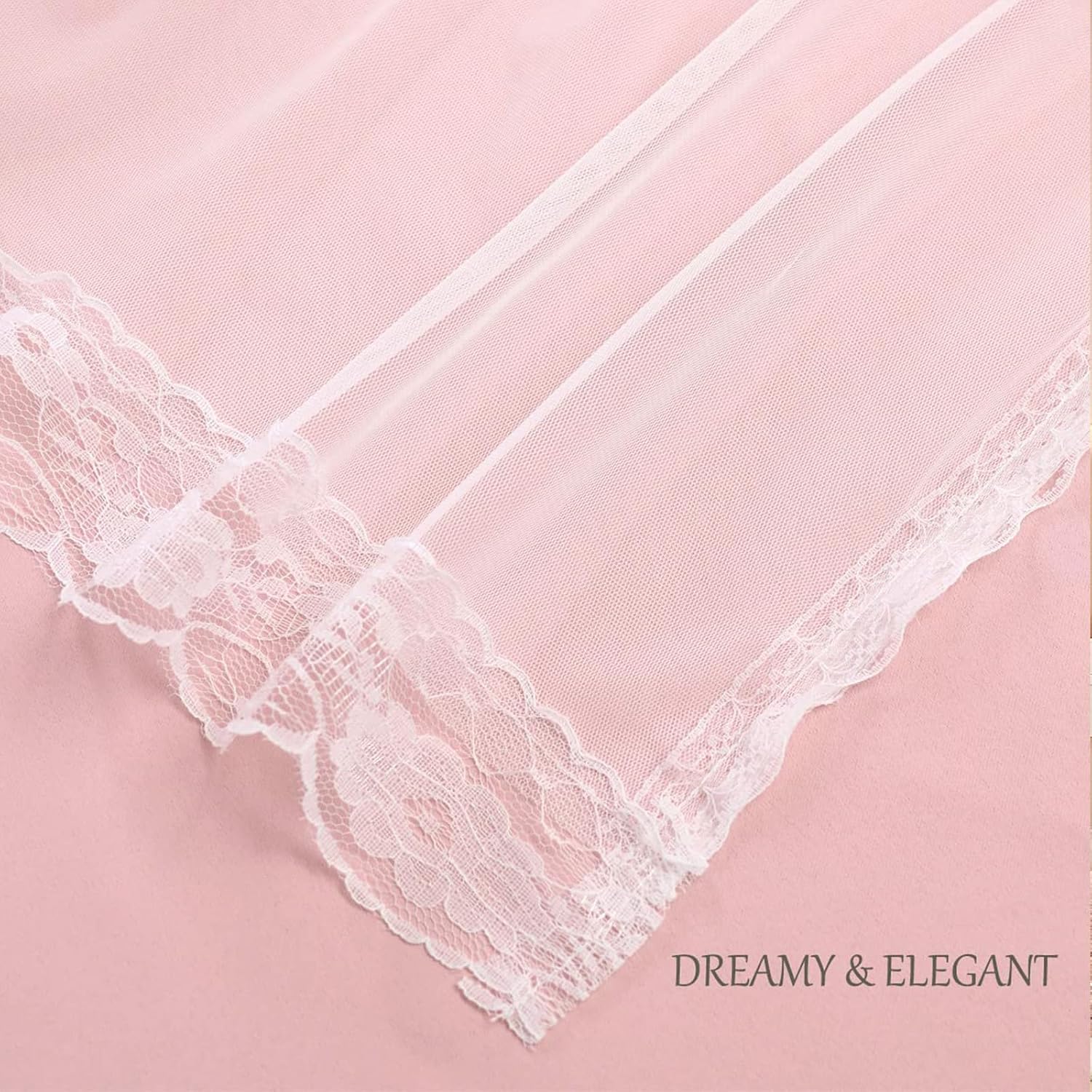 Pink Lace Blackout Curtains 2 Panels