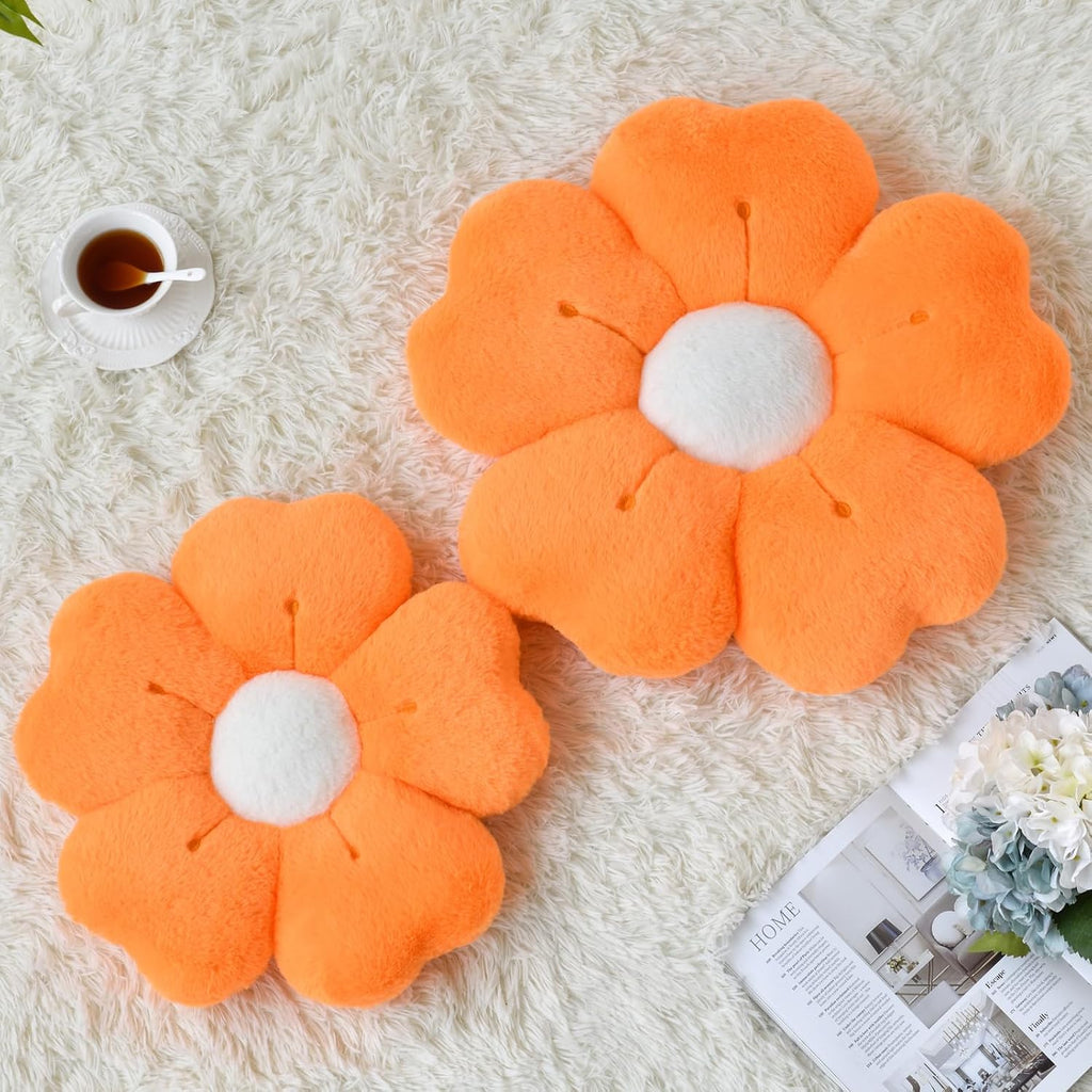 Orange Daisy Flower Throw Pillow
