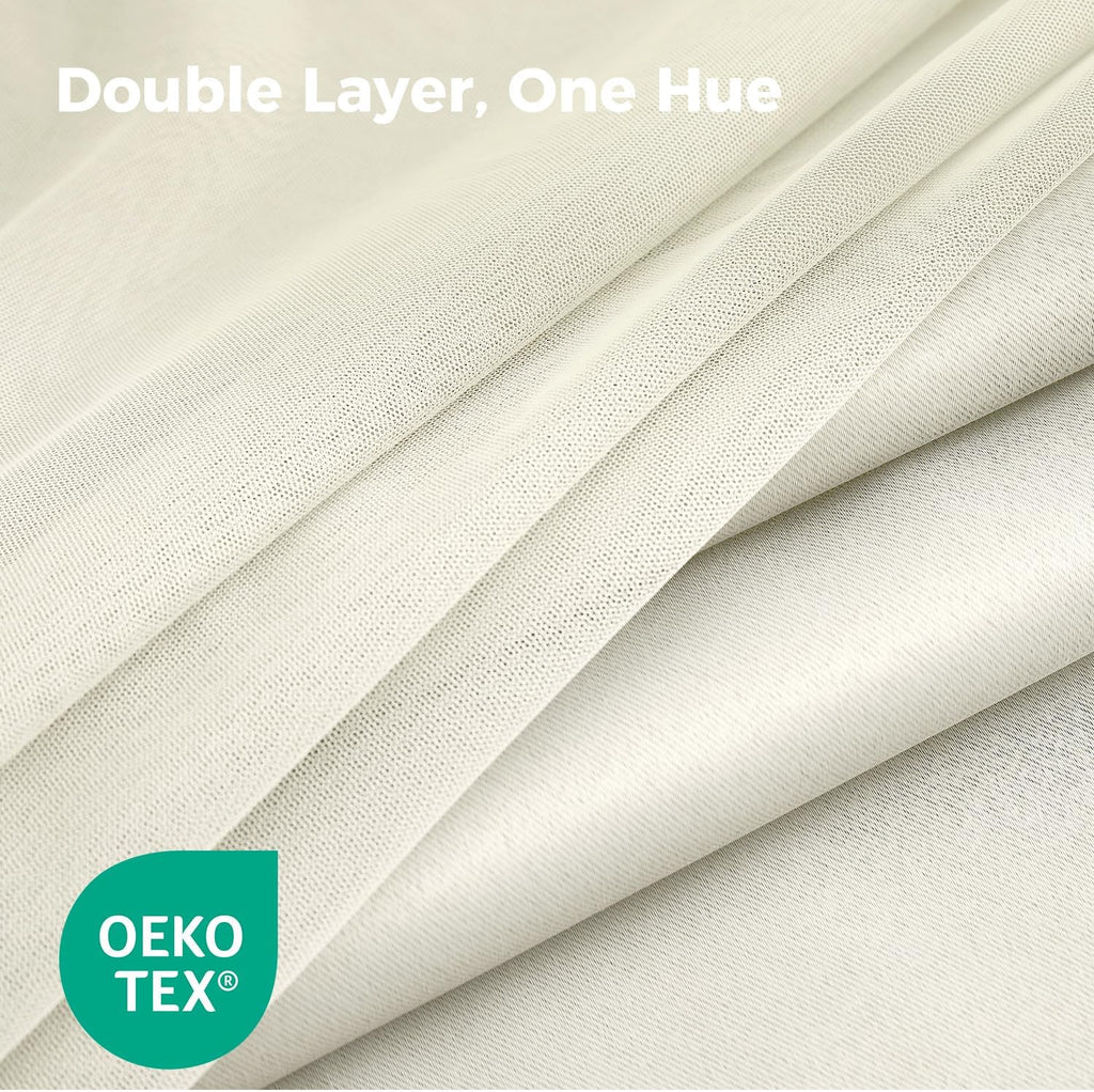Ivory Double Layer 100% Blackout Curtains 96 Inch