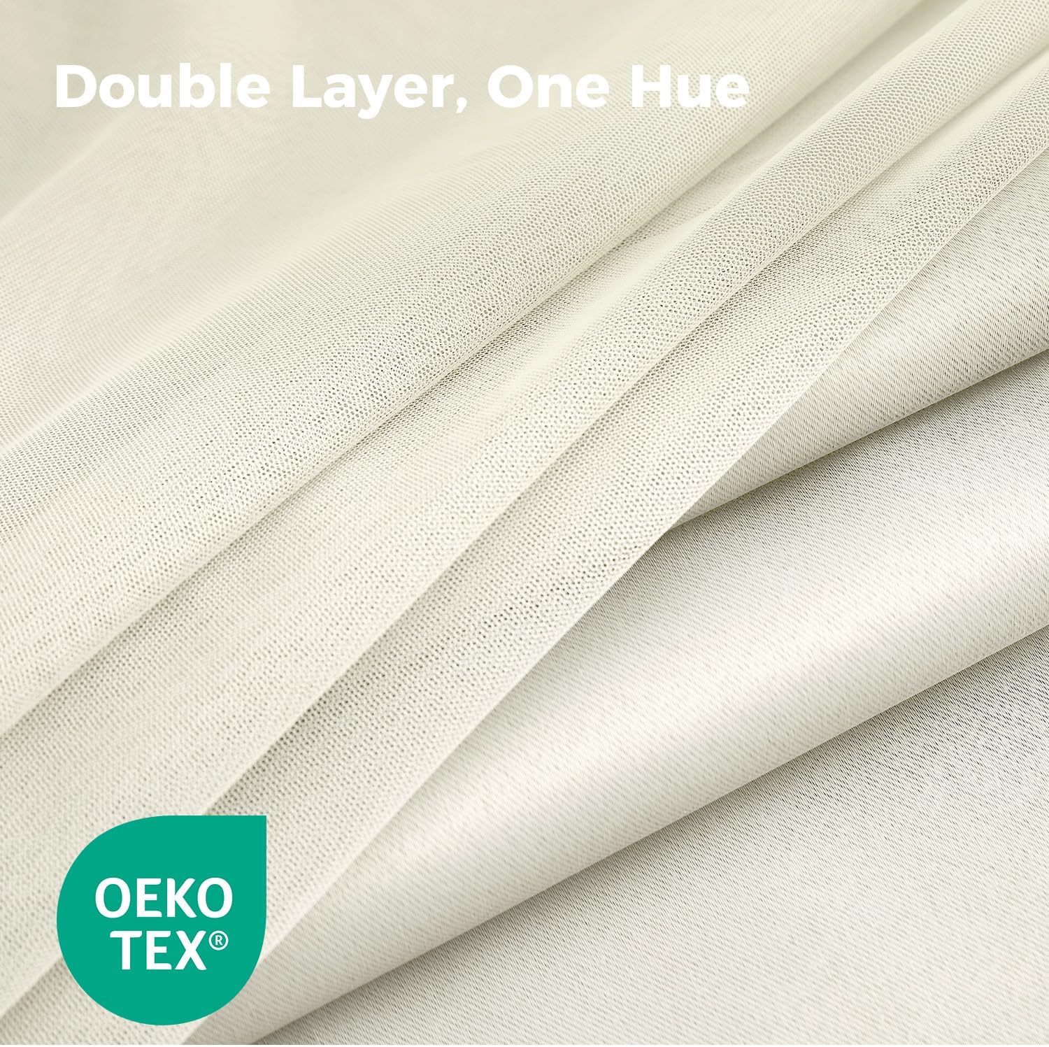 Ivory Double Layer 100% Blackout Curtains 96 Inch