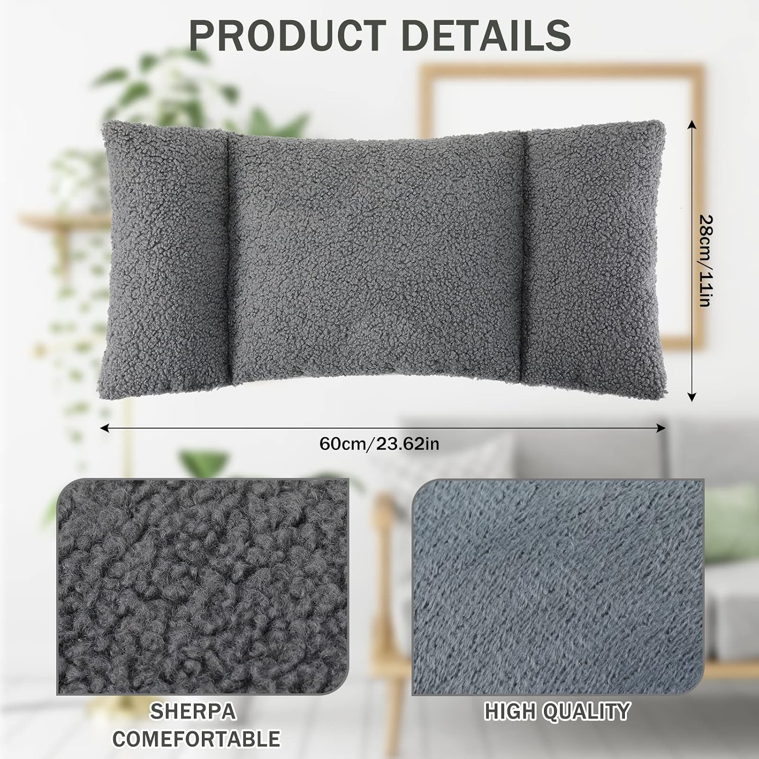 Gray Fleece Lumbar Support Pillow