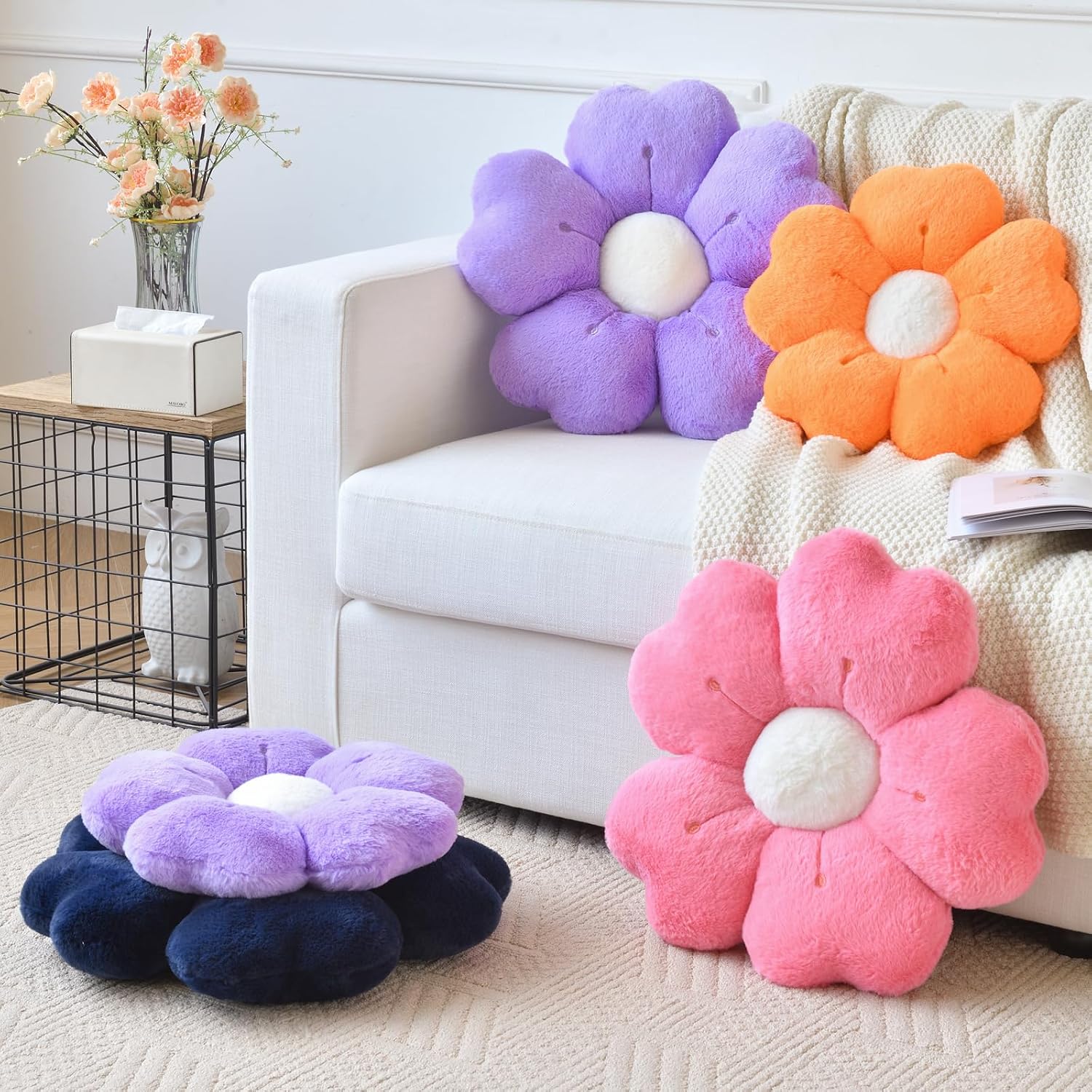 Orange Daisy Flower Throw Pillow