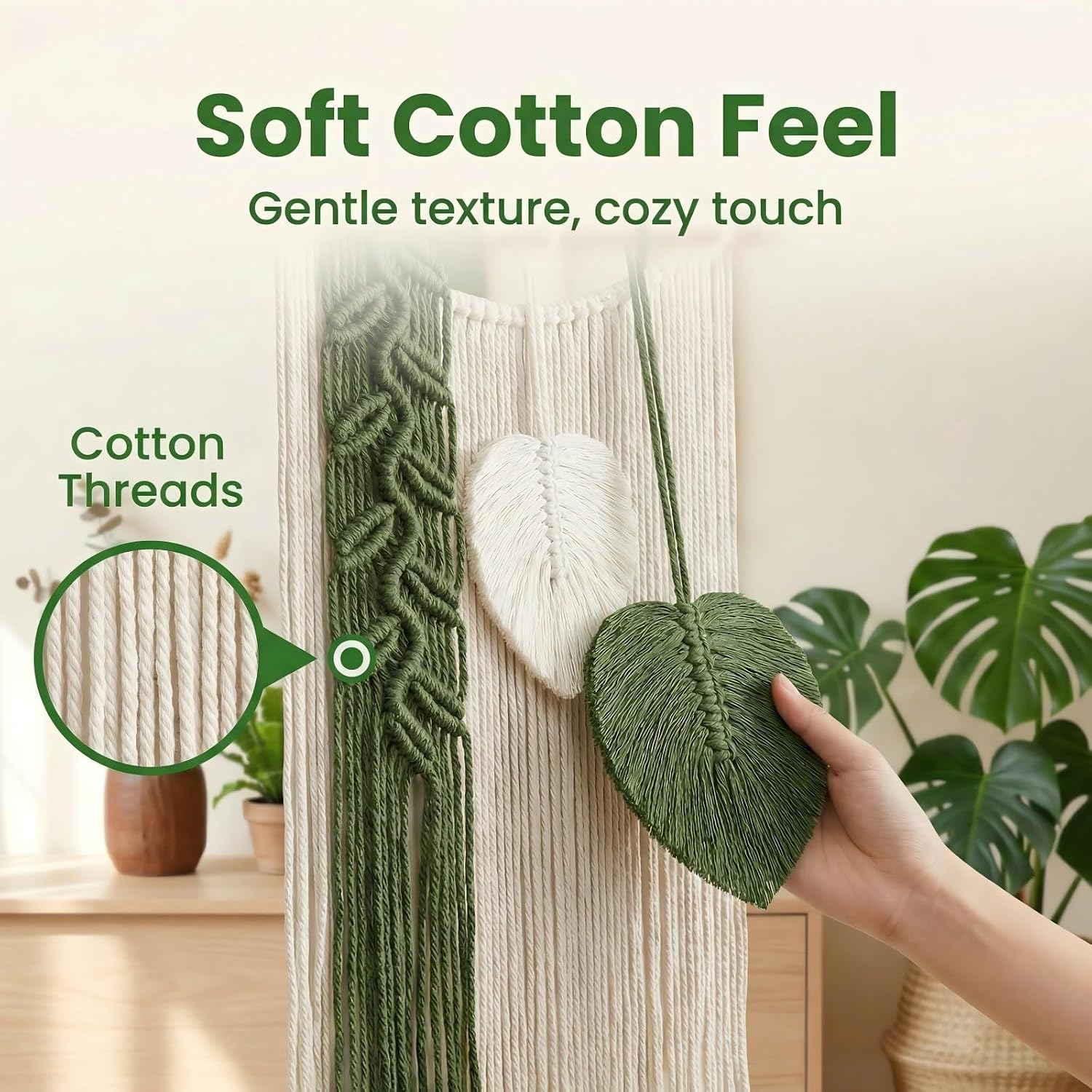 Green Leaf Macrame Wall Hanging